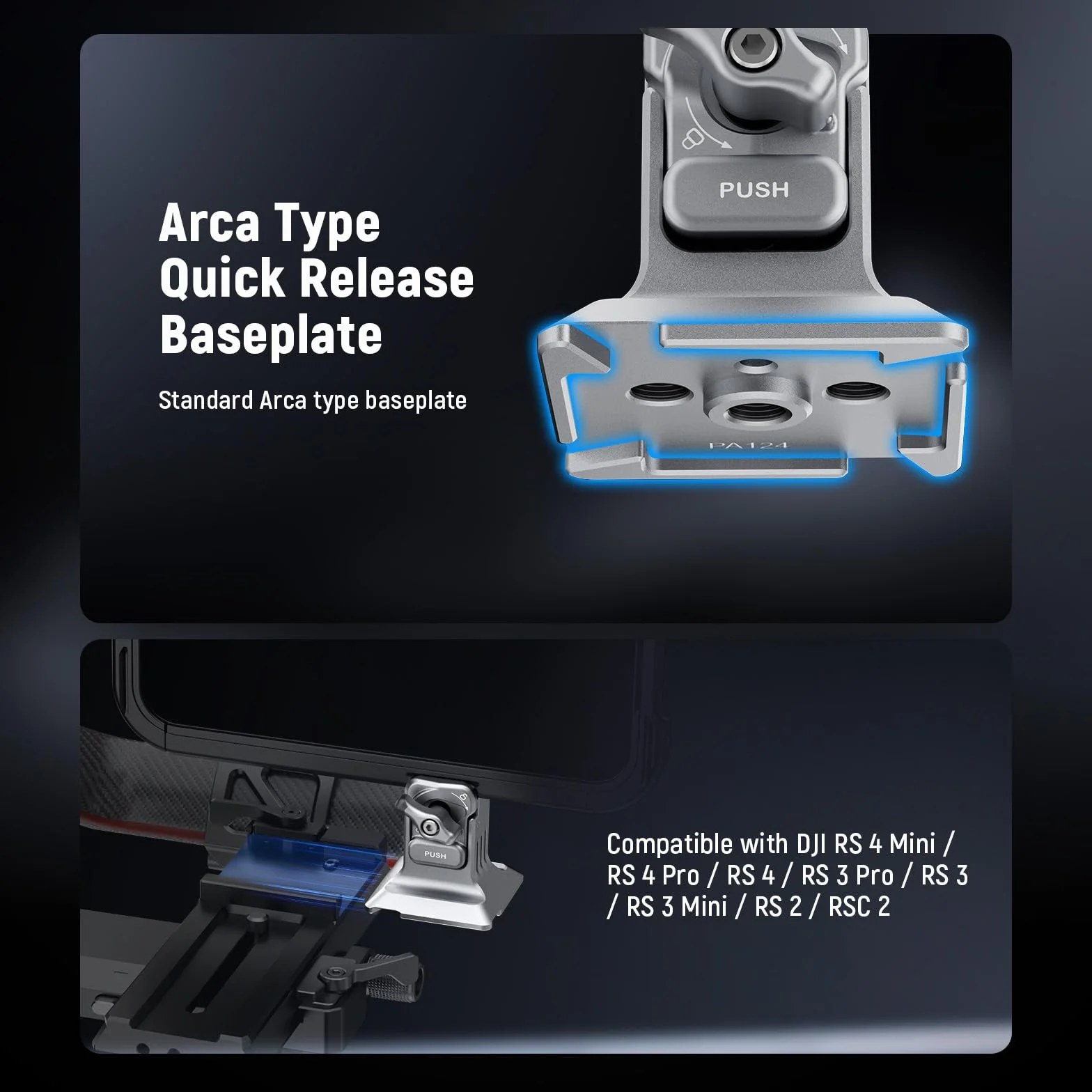 NEEWER Uchwyt na statyw do telefonu z podstawą Arca, gwint 1/10.2 cm, zacisk szybkiego zwalniania, kompatybilny z iPhone 16 Pro Max S25 Ultra, DJI RS4 Mini R4 Pro RS3 Pro RS2