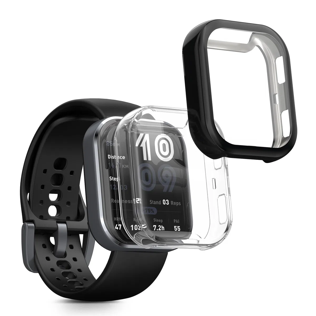 kwmobile Etui kompatybilne z Amazfit Bip 6, 2 x silikonowe etui na monitor fitness z TPU, czarne/przezroczyste