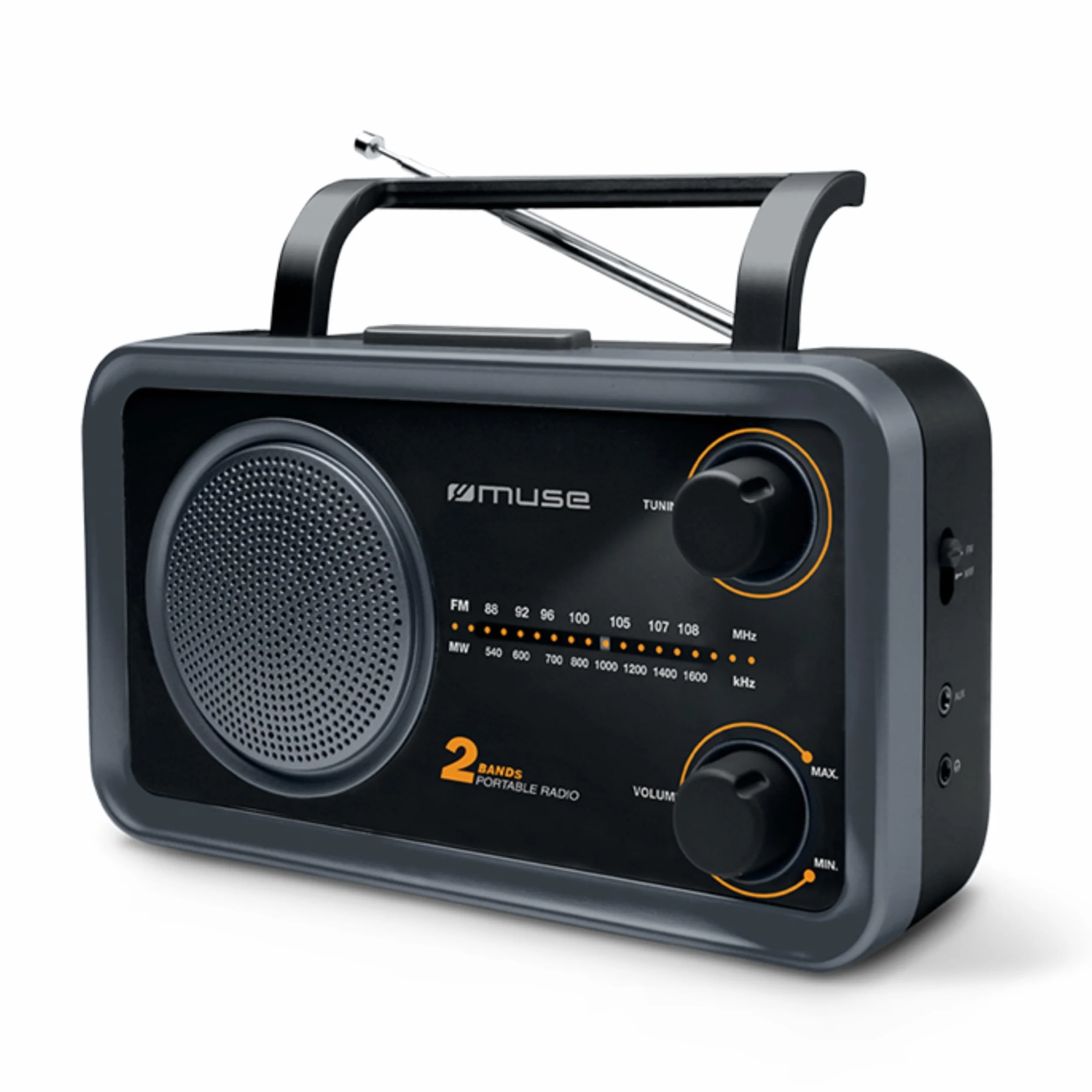 Muse M-06 DS radio kuchenne (FM, MW) radio, zasilanie sieciowe i bateryjne, AUX-In do telefonu komórkowego, czarne