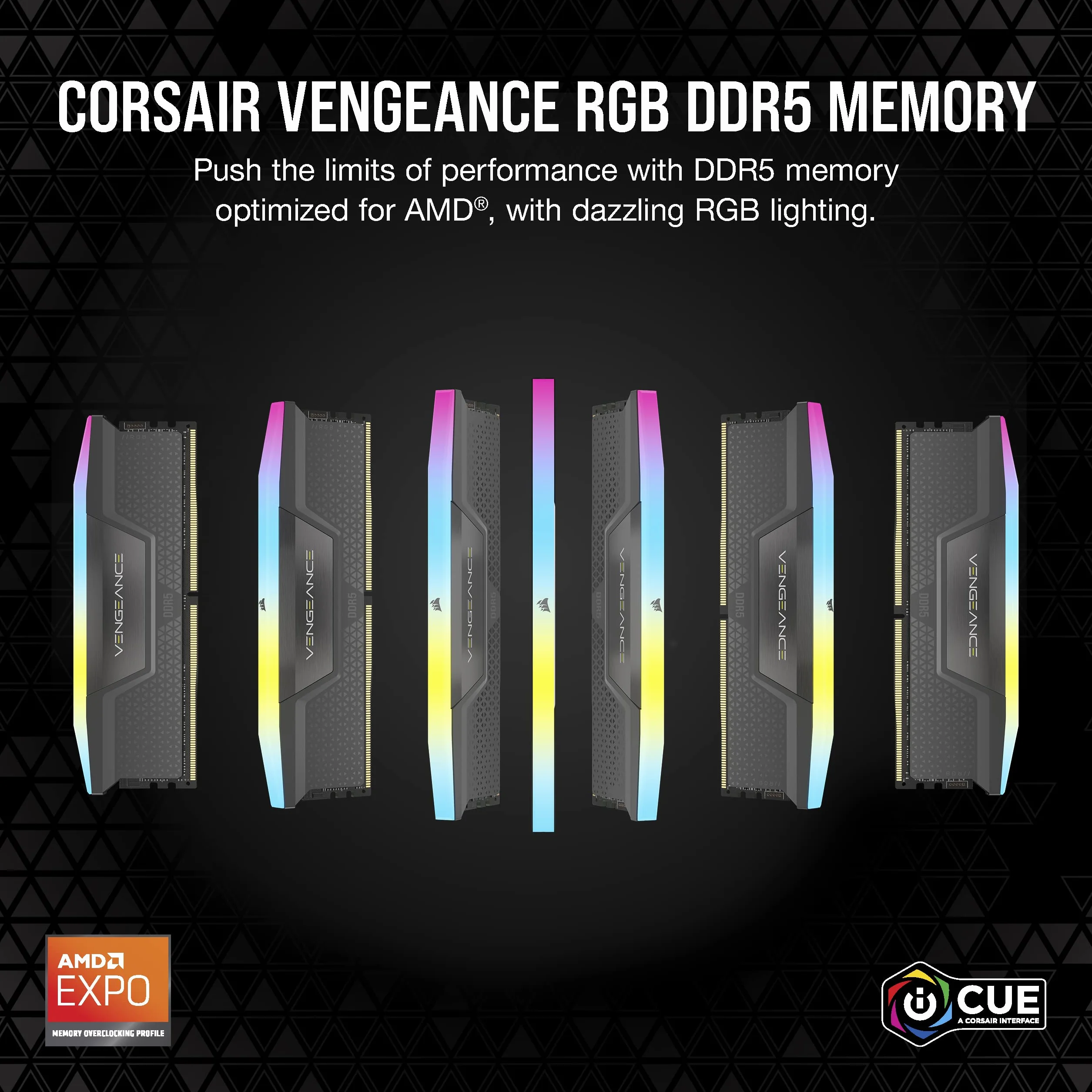 CORSAIR VENGEANCE RGB DDR5 32GB (2x16GB) DDR5 5200MHz CL40 AMD EXPO Intel XMP iCUE Kompatybilna Pamięć Komputerowa – Szara (CMH32GX5M2B5200Z40K)