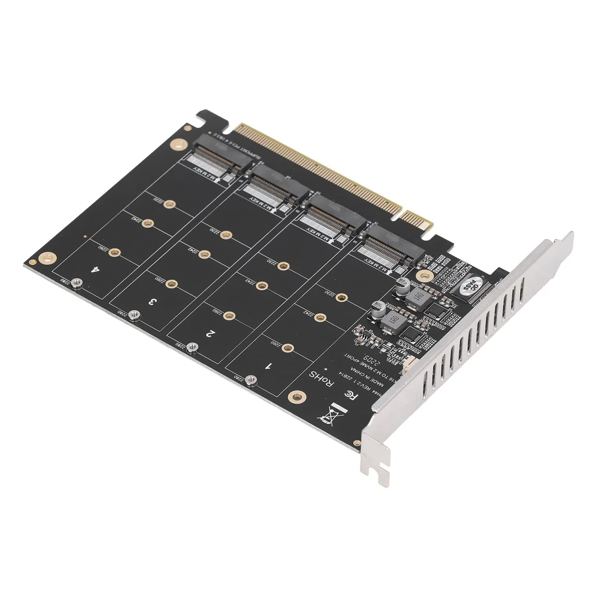 4x32Gbps PCIE X16 4-portowa Karta Rozszerzeń, M.2 NVME SSD do Miękkiej Karty Raid PCIE X16, Komputer Stacjonarny PH44 z Indywidualną Kartą Rozszerzeń Kontrolera Wskaźników LED dla