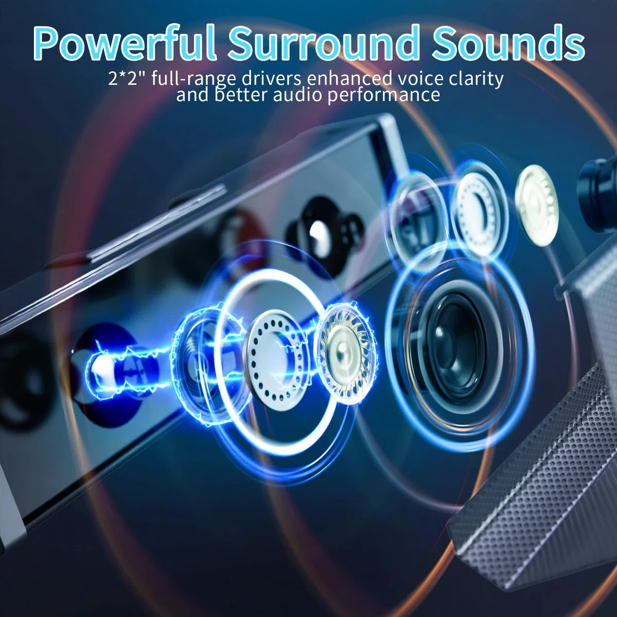 Smalody Głośniki telewizyjne, głośnik kina domowego bezprzewodowy dźwięk soundbar głośnik TV + subwoofer basowy, włączony przez Bluetooth/optyczne/AUX/wejścia koncentryczne/pilot zdalnego sterowania