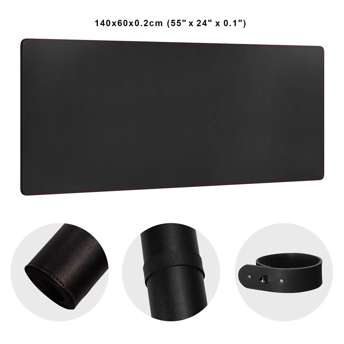 ZORESYN Duże podkładki pod mysz 4XL (140 x 60 cm) - skóra PU, rozszerzona, duża, gamingowa podkładka pod mysz, antypoślizgowa podstawa i wodoodporna klawiatura biurkowa, rozszerzona podkładka pod