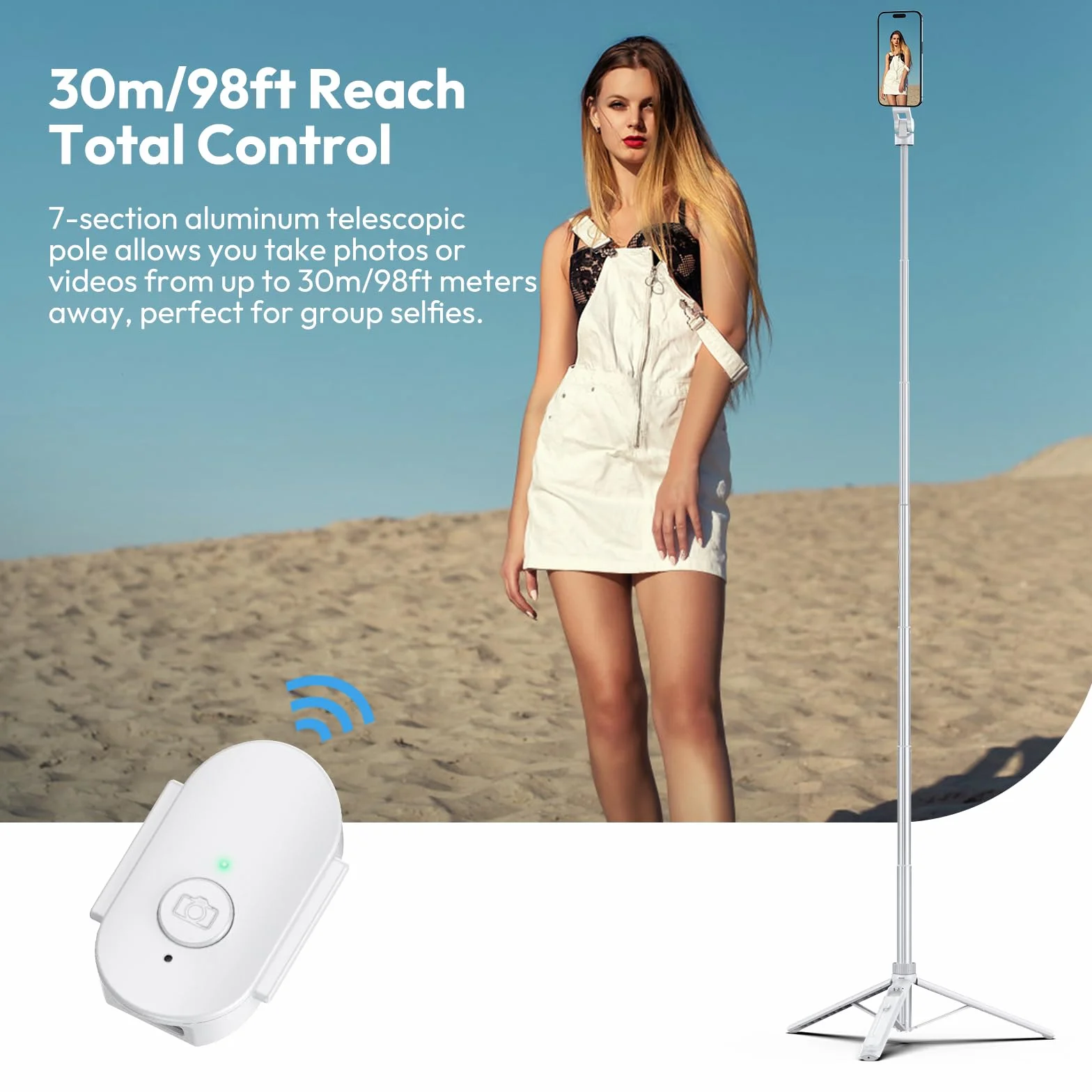 ULANZI Statyw telefonu komórkowego 145 cm, magnetyczny kij do selfie, statyw do smartfona z 2 w 1 klipsem do telefonu, 2 uchwyty na zimną stopkę do telefonu komórkowego, kompatybilny z iPhone/Samsung