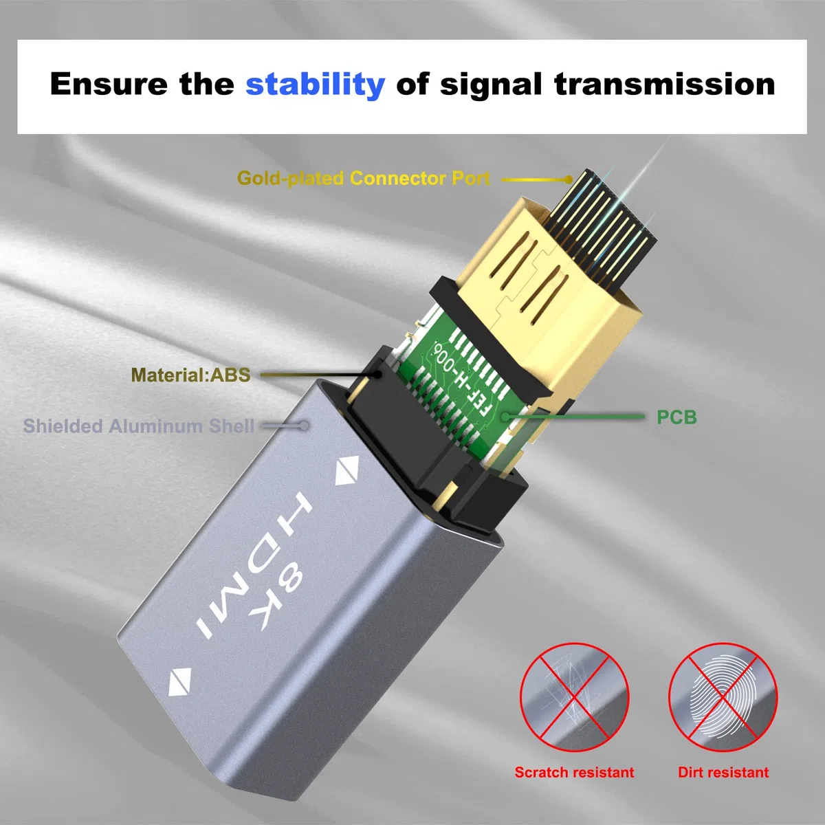 VCELINK Łącznik HDMI 8K, przedłużacz adaptera żeńskiego na żeński 2.1, pozłacane złącze HDMI, obsługa 8K/4K przy 60 Hz UHD, rozdzielczość 7680 * 4320, 3D, HDR, ARC do laptopa, komputera, monitora