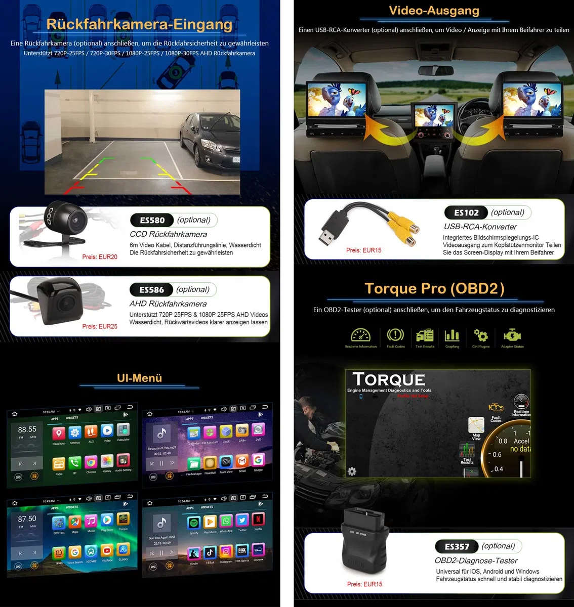 Erisin 8-rdzeniowy 4 GB + 64 GB Android 13 GPS samochodowy odtwarzacz stereo DVD do VW Passat Golf MK 5/6 T5 Touran Skoda Seat Tiguan Caddy 17.8 cm IPS radio samochodowe GPS nawigacja satelitarna