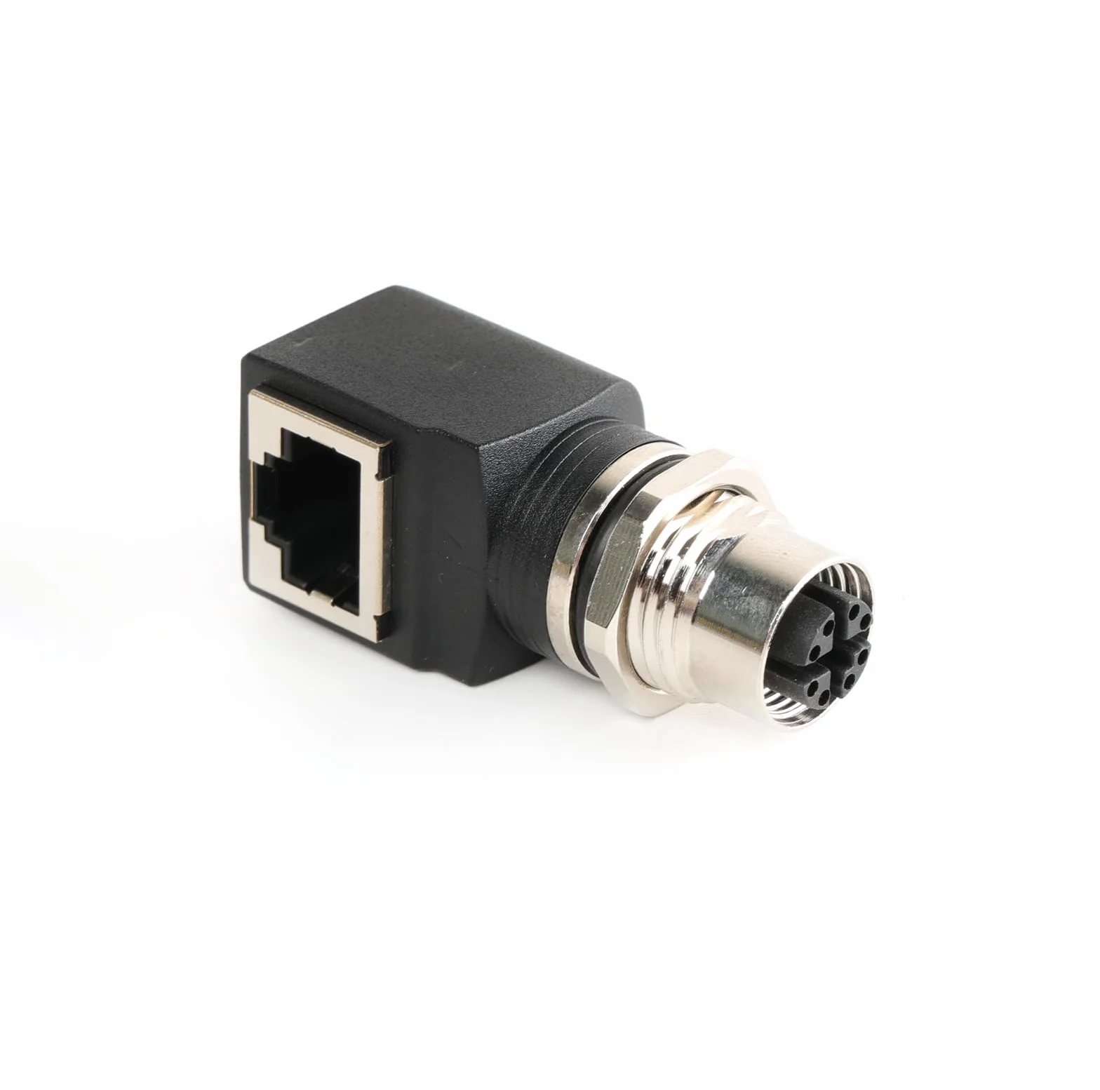 SZRMCC Adapter M12 do RJ45 Jack M12 kod D 4-pinowy męski na RJ45 żeński grodziowy wodoodporny przemysłowy adapter sieciowy Ethernet (8-pinowy żeński rj45 żeński kąt prosty, X-Code 8-pin)