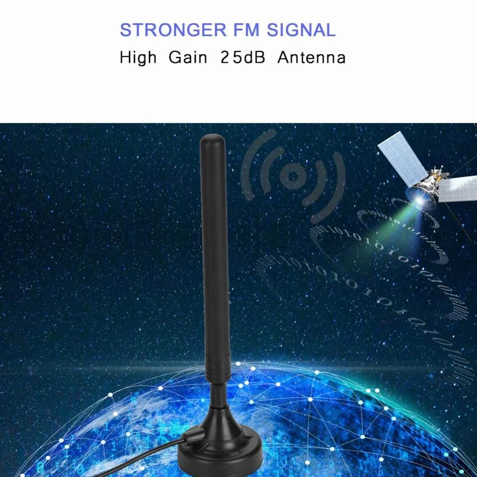 Annadue ANT-308PLUS Domowa Antena Radiowa FM, 25 dB z Wysokim Wzmocnieniem, 85-112 MHz, Wysoka Czułość USB, Wzmacniacz Antenowy do Niskich Podłóg