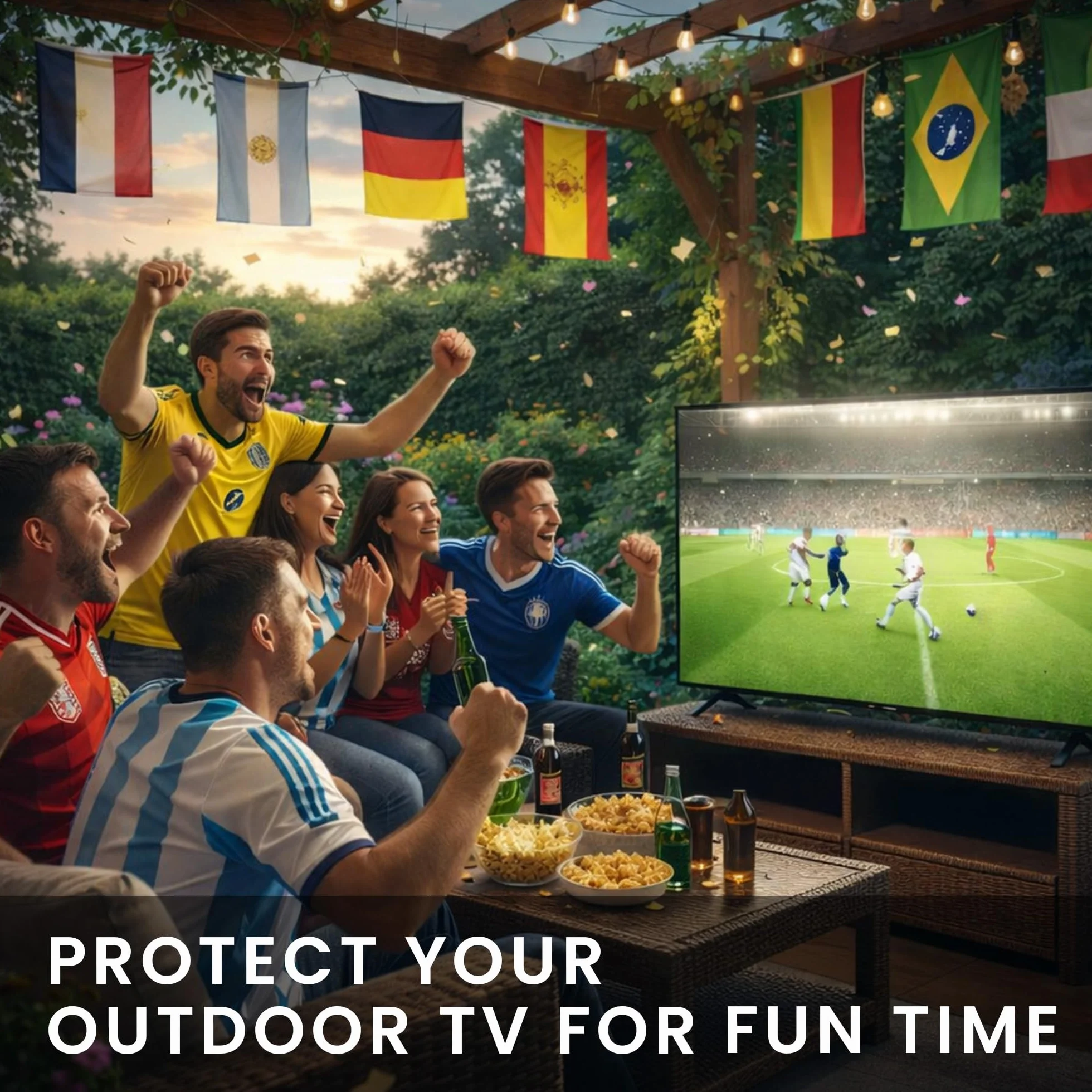 kwmobile Don't Touch My TV pokrowiec na telewizor 32", odporny na warunki atmosferyczne, biały/czarny