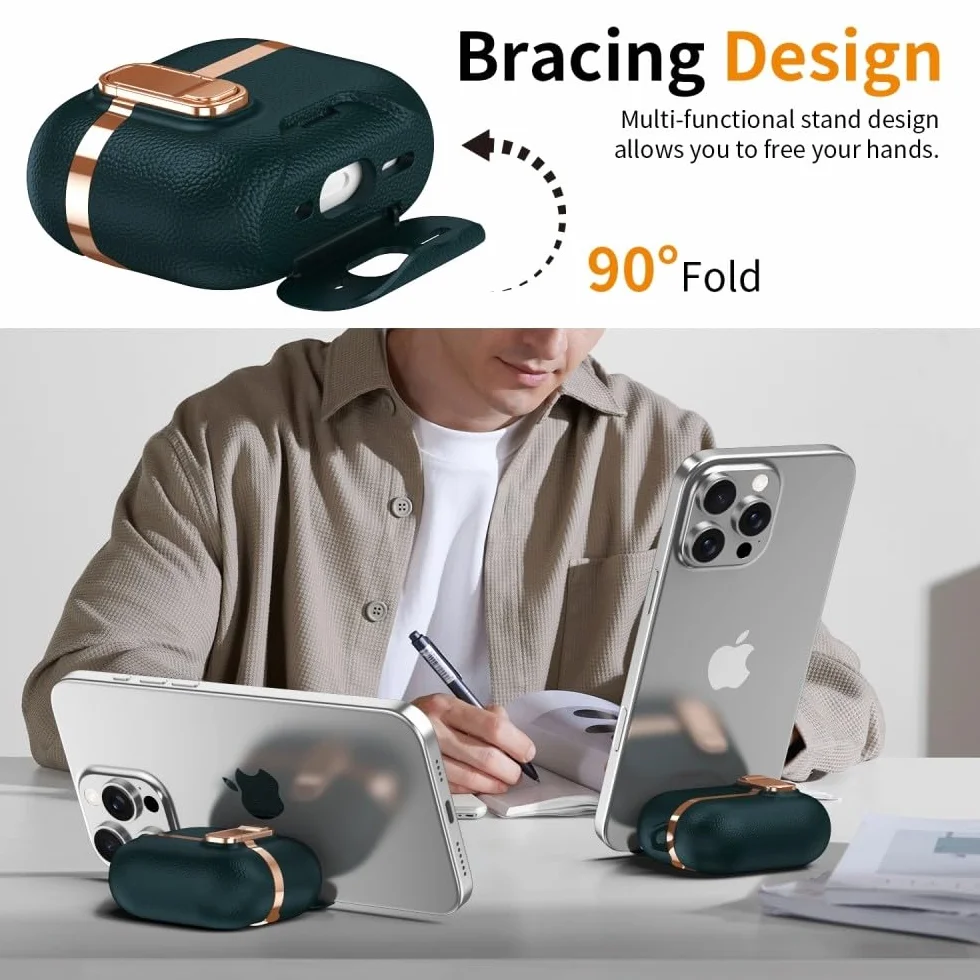 etui kompatybilne z AirPods Pro (1. generacji) (Kolor: fioletowy) stylowe, odporne na wstrząsy twarde etui ze skóry silikonowej