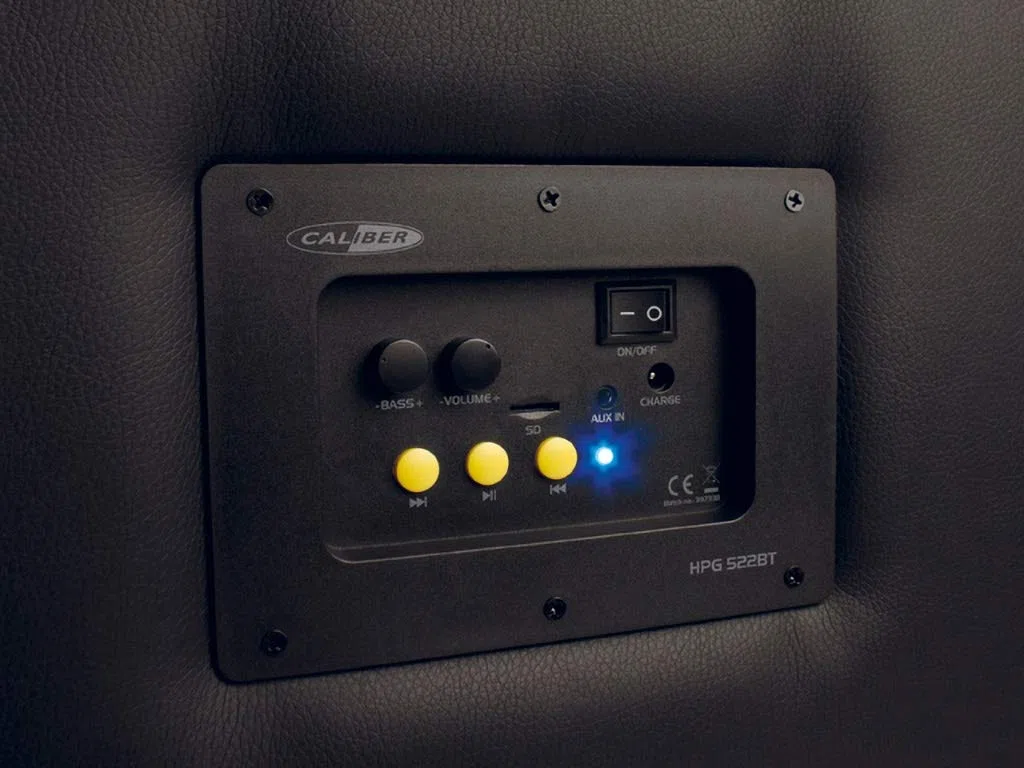 Caliber Głośnik Bluetooth – taboret z wbudowanym pudełkiem Bluetooth – 3 głośniki – wygodny i elegancki – czarny – 5 godzin akumulatora