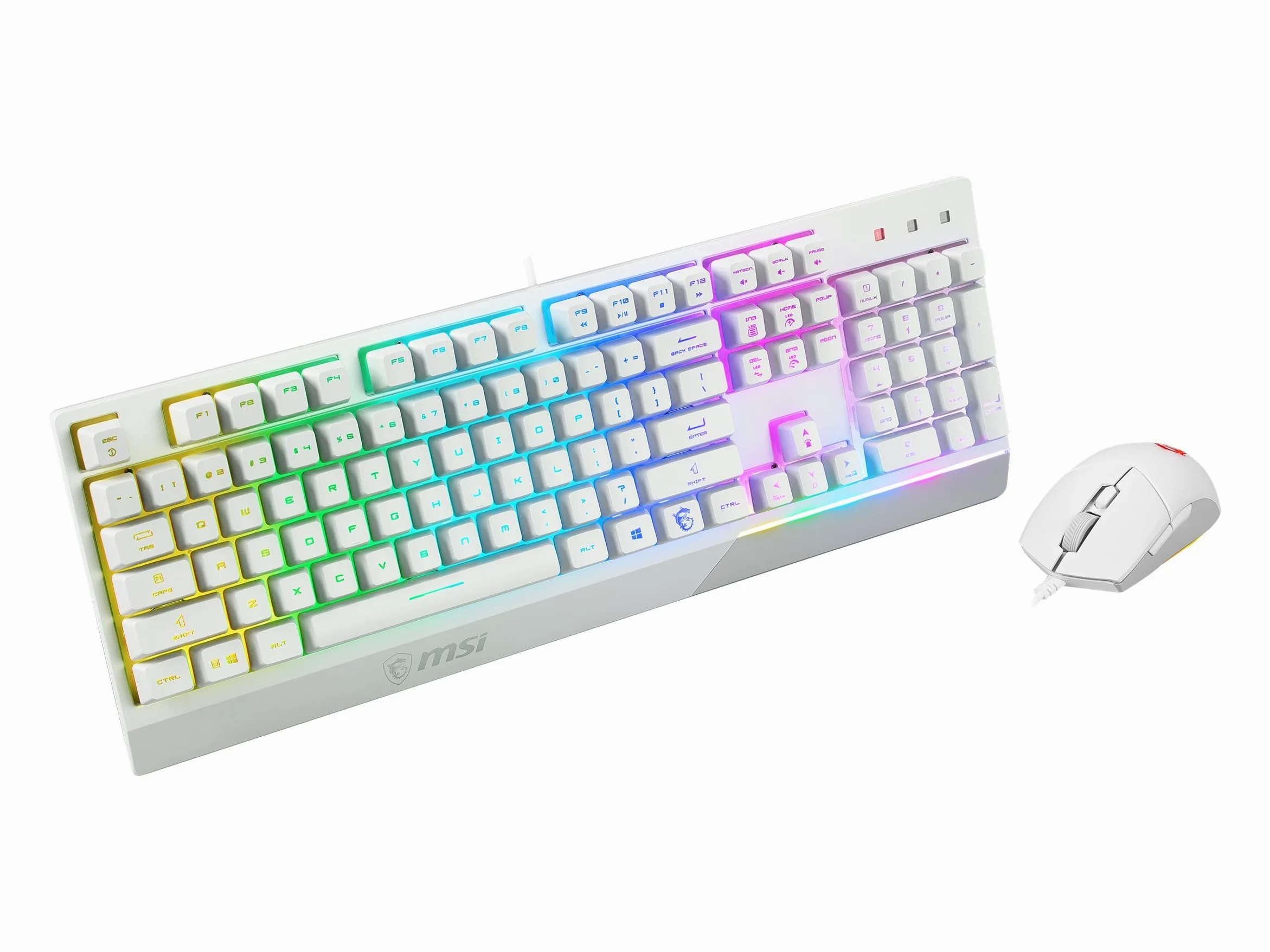 MSI Vigor GK30 Combo White DE GK30 klawiatura gamingowa i mysz gamingowa GM11 (przewodowa, przełącznik Plunger, układ QWERTZ, biała, RGB)