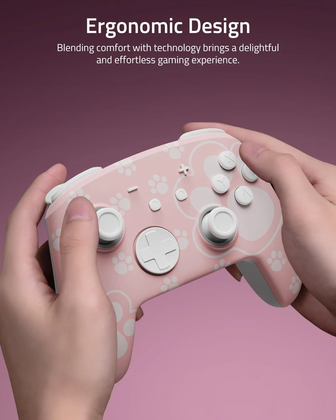 PALPOW Hall Effect Switch Pro Controller bezprzewodowy kompatybilny z Switch 2/OLED/Lite, FUNLAB Firefly Bluetooth Switch, kontroler gamepad z 7 kolorami LED/paddle/Turbo – kocia łapa, różowy