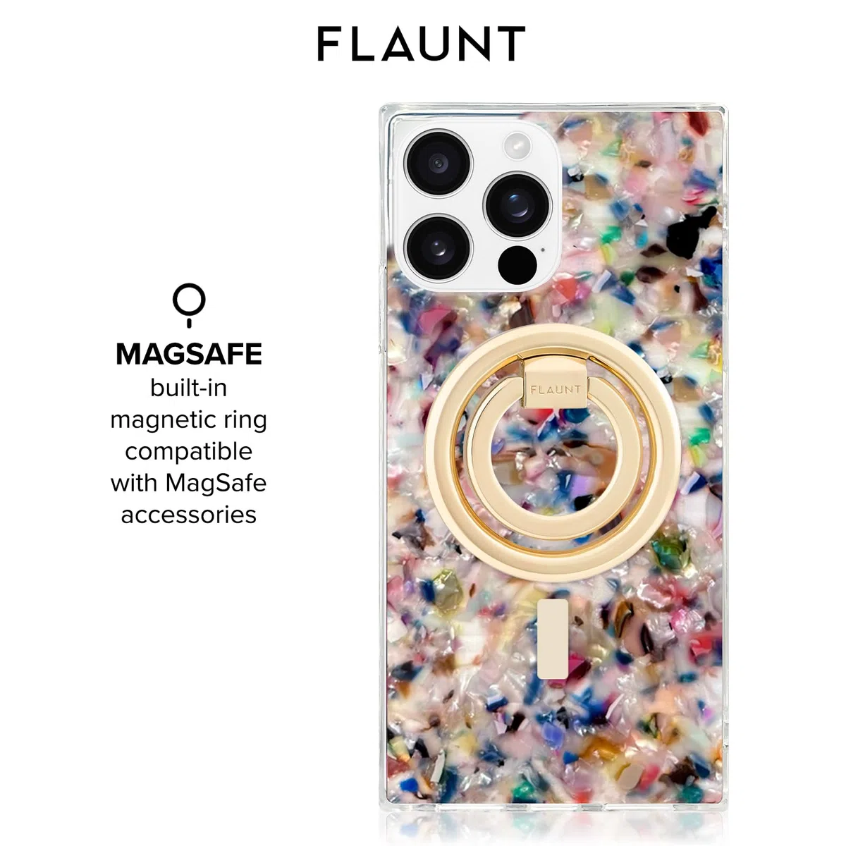 Flaunt Kwadratowe etui ochronne, kompatybilne z iPhone'em 16 Pro, kompatybilne z MagSafe i bezprzewodowym ładowaniem, testowane upadkowo i odporne na wstrząsy, oficjalne kwadratowe etui na telefon