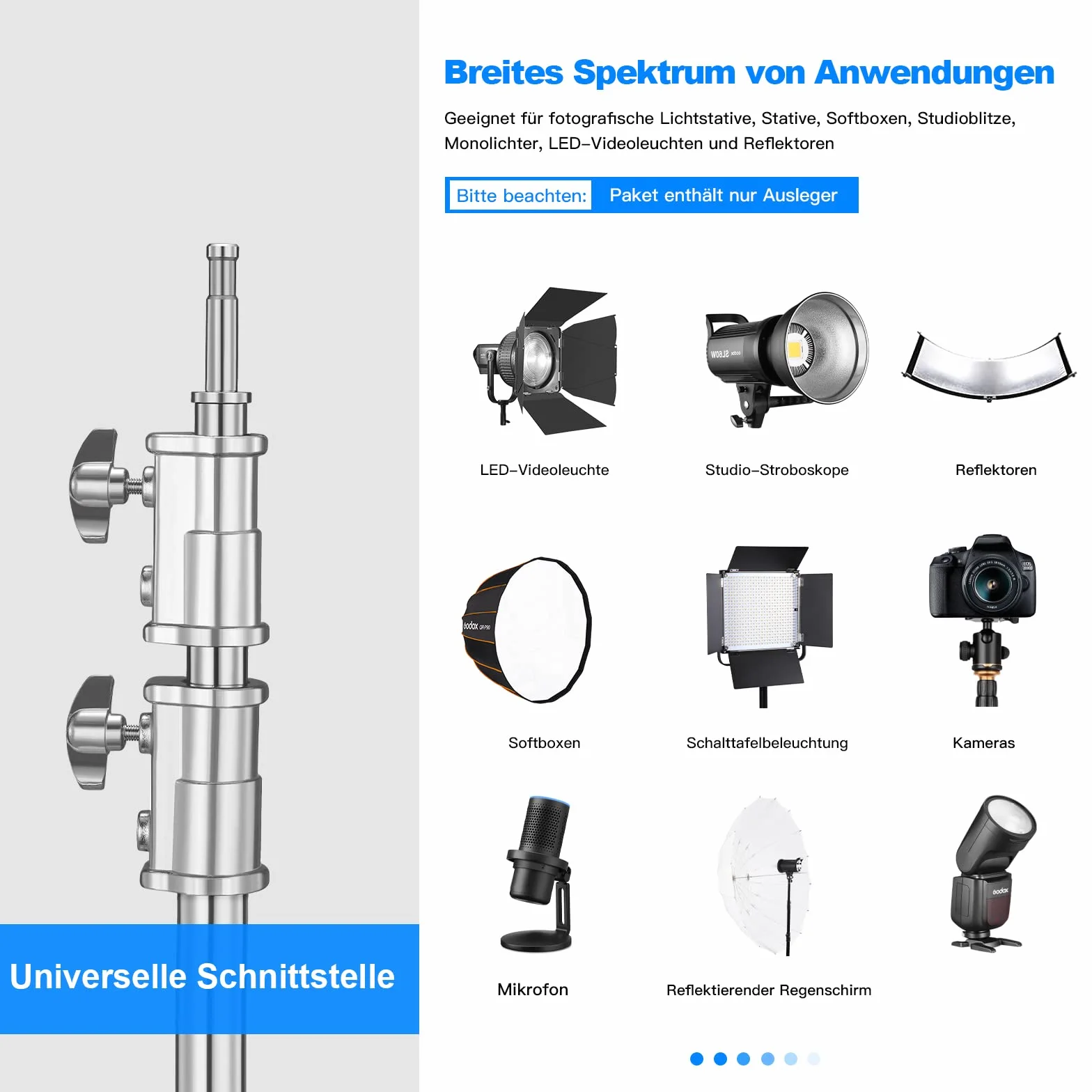 Soonpho Metalowa ciężka szubienica do stojaka, srebrna, ramię wysięgnika 3,6 m do 20 m, stojak na ramię C z workiem na piasek i zaciskiem do studia Monolight Softbox reflektor