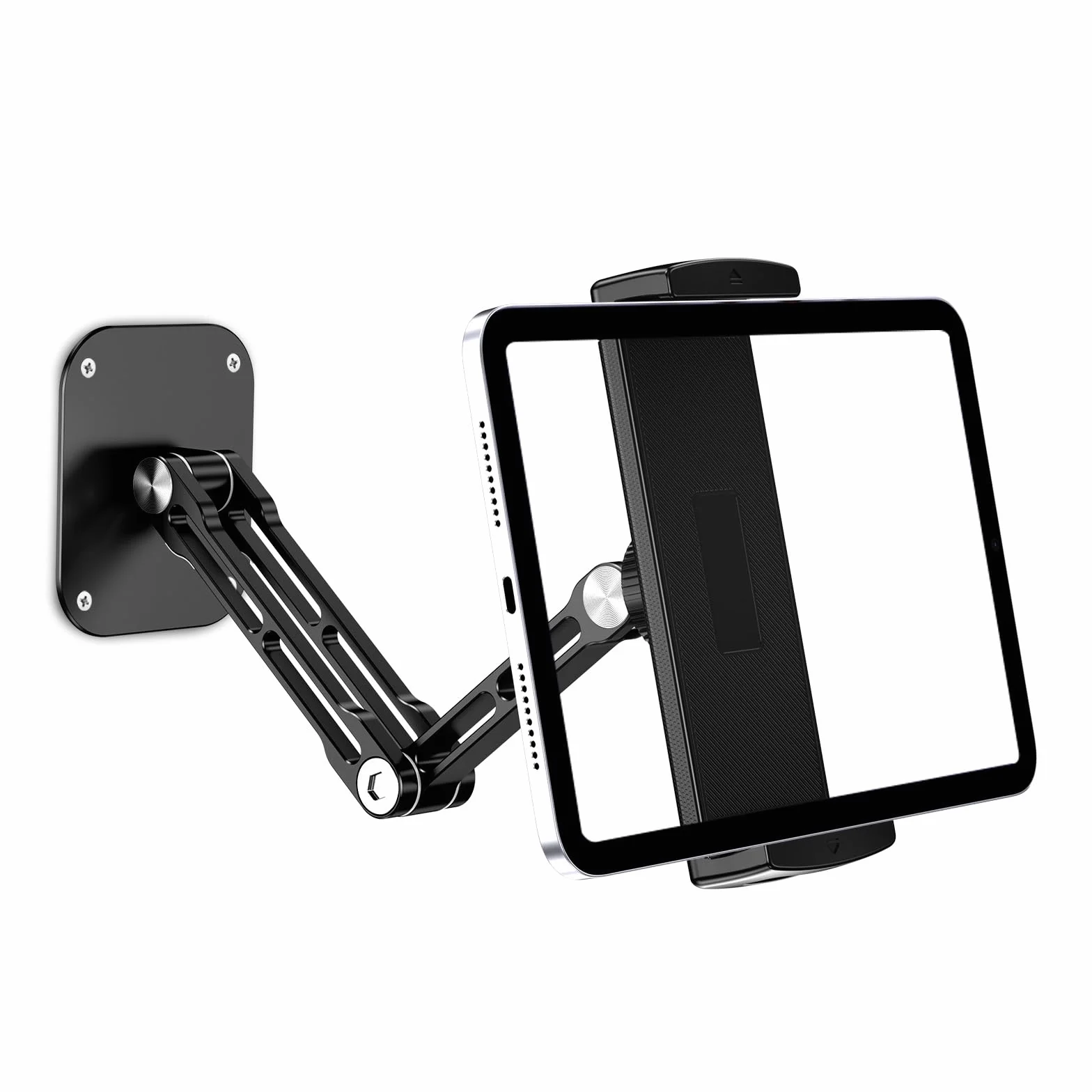 Uchwyt ścienny na tablet, aluminiowy wysuwany uchwyt ścienny, z obrotową podstawą o 360°, regulowany i składany, do iPad Pro Air Mini, Samsung Galaxy Tab, wszystkich telefonów i tabletów o