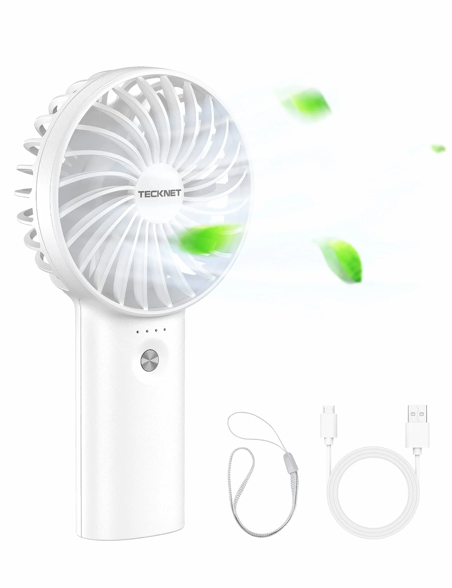 TECKNET Mini Wentylator Ręczny 2 w 1, Przenośny Wentylator 5200mAh z Funkcją Power Banku, USB Ładowalny Wentylator z 3 Regulowanymi Prędkościami, Nadaje się do Użytku Biurowego/Podróży/Na Zewnątrz