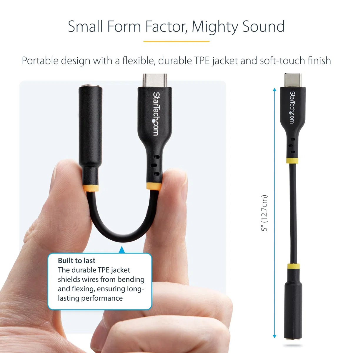 StarTech.com Adapter audio USB-C na 3,5 mm TRRS gniazdo słuchawkowe/słuchawkowe, USB typu C Aux Dongle, Hi-Fi 32-bitowy DAC, do PC/telefonu