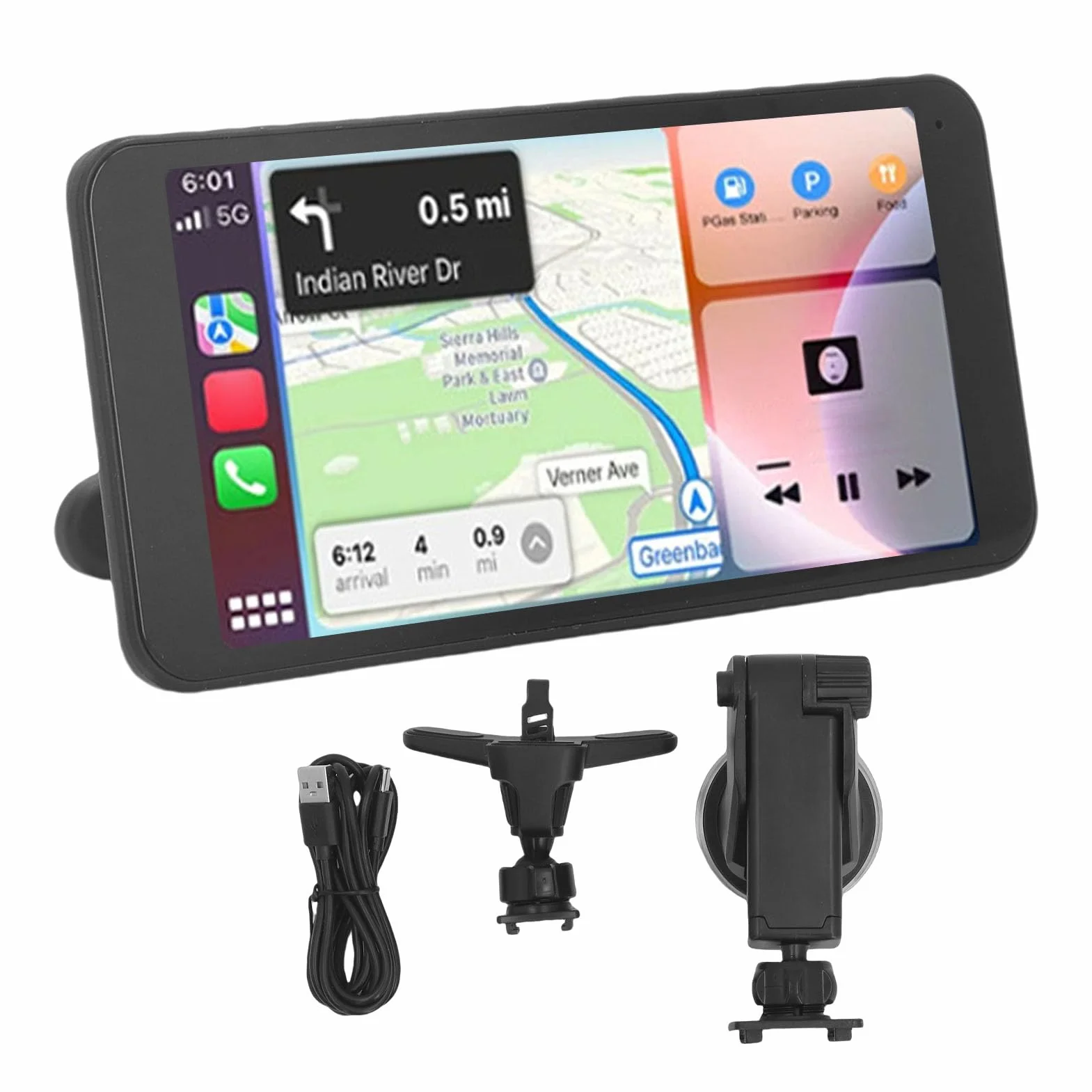Bezprzewodowy Ekran Samochodowy 6.5 Calowy Ekran Dotykowy HD Bluetooth Sterowanie Głosowe Nawigacja Strumieniowe Przesyłanie Muzyki