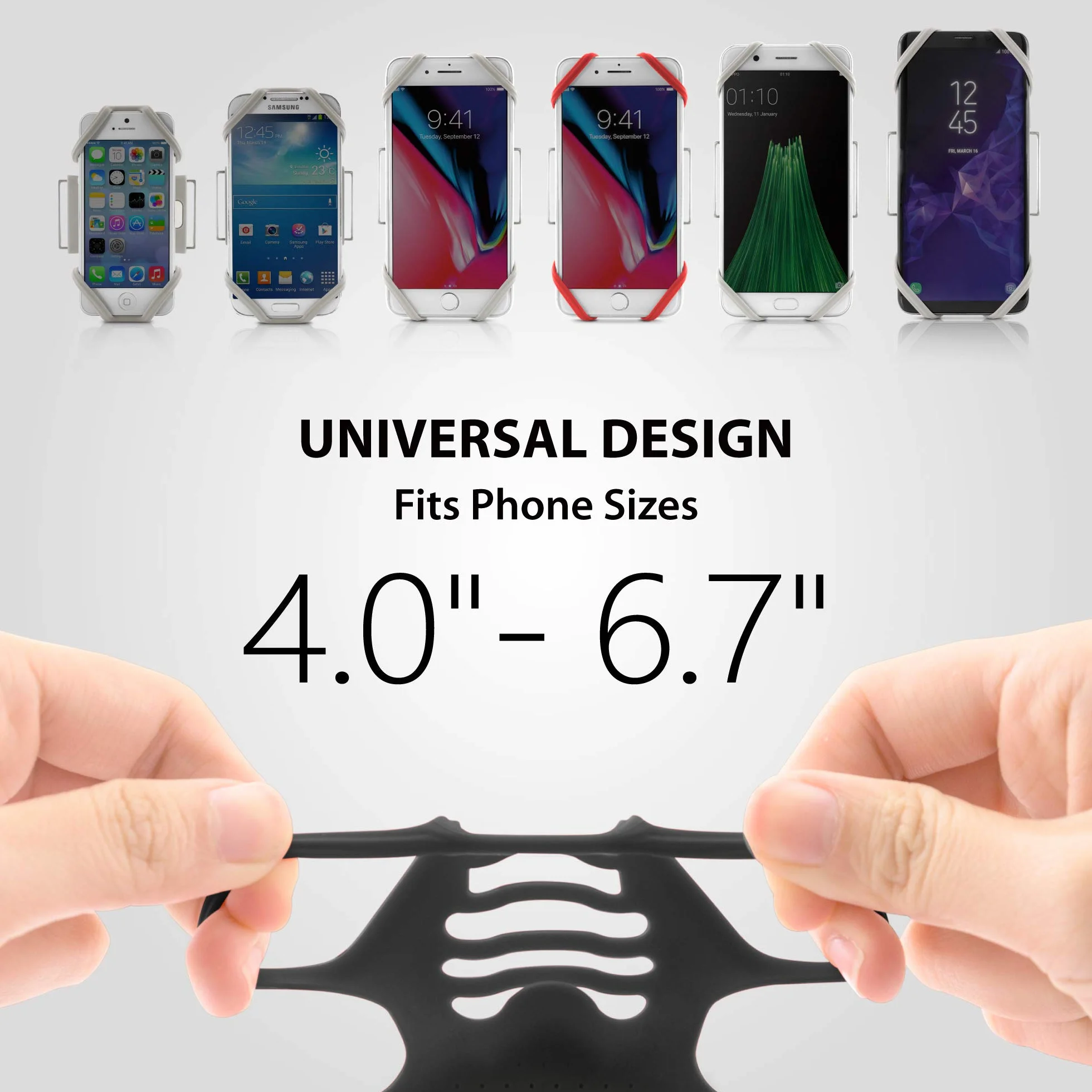 BONE Bransoletka do biegania, sportowa, uchwyt na iPhone'a do biegania, uniwersalna bransoletka do biegania do Apple iPhone 16 15 14 13 12 Pro Max XS XR X Samsung Galaxy, szara, rozmiar S, 20-25 cm