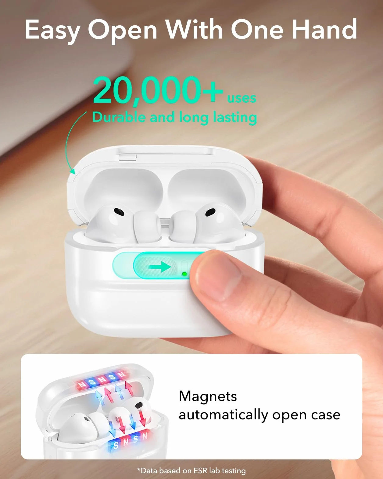 ESR Etui na słuchawki AirPods Pro (2025) z zamkiem, seria Pulse, białe