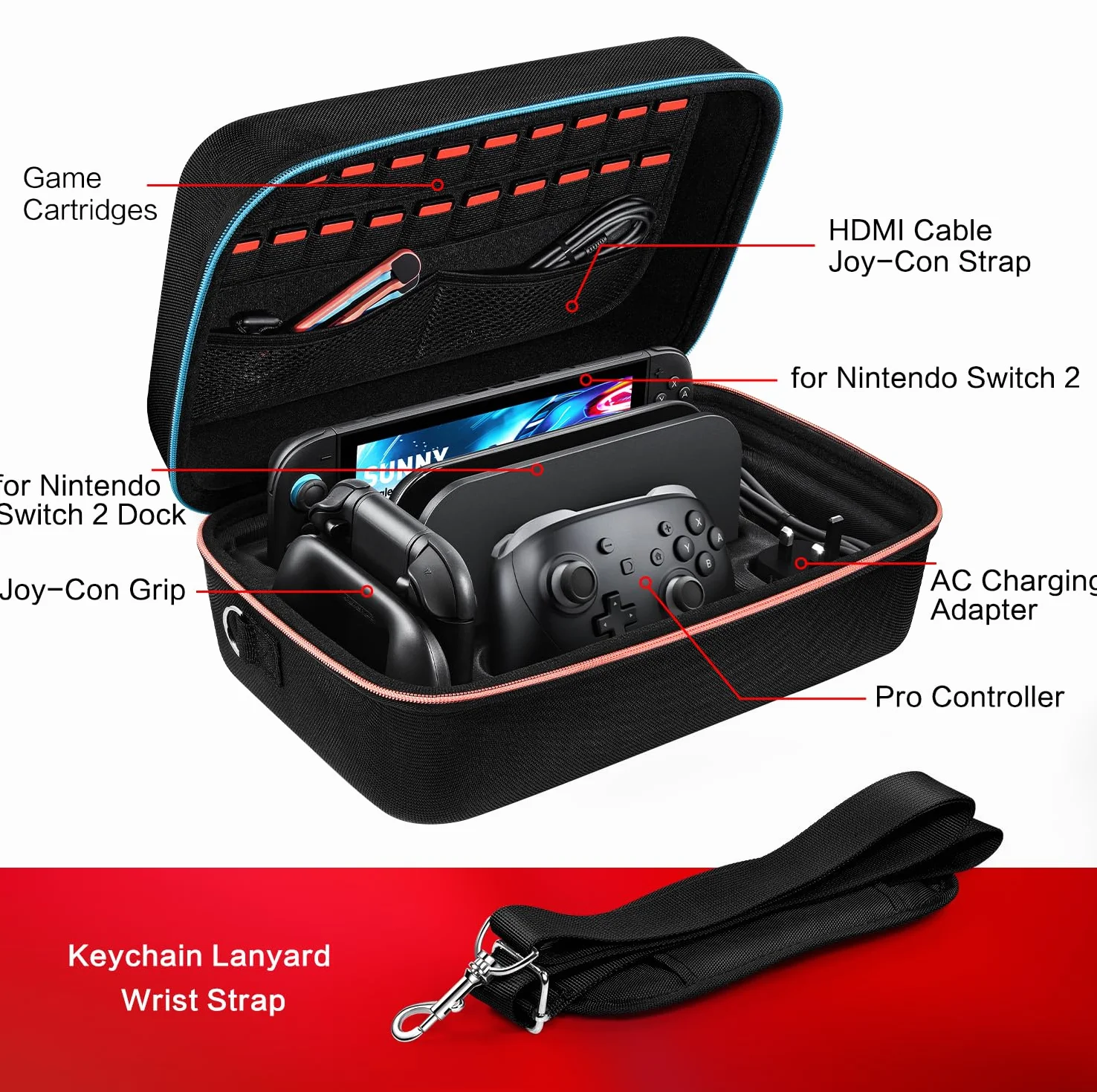 Ivoler torba Kompatybilna z Nintendo Switch 2 Model 2025, Deluxe Twarda torba na przenoszenie, ochronna, przenośna osłona, etui ochronne na konsolę Switch 2, i inne akcesoria