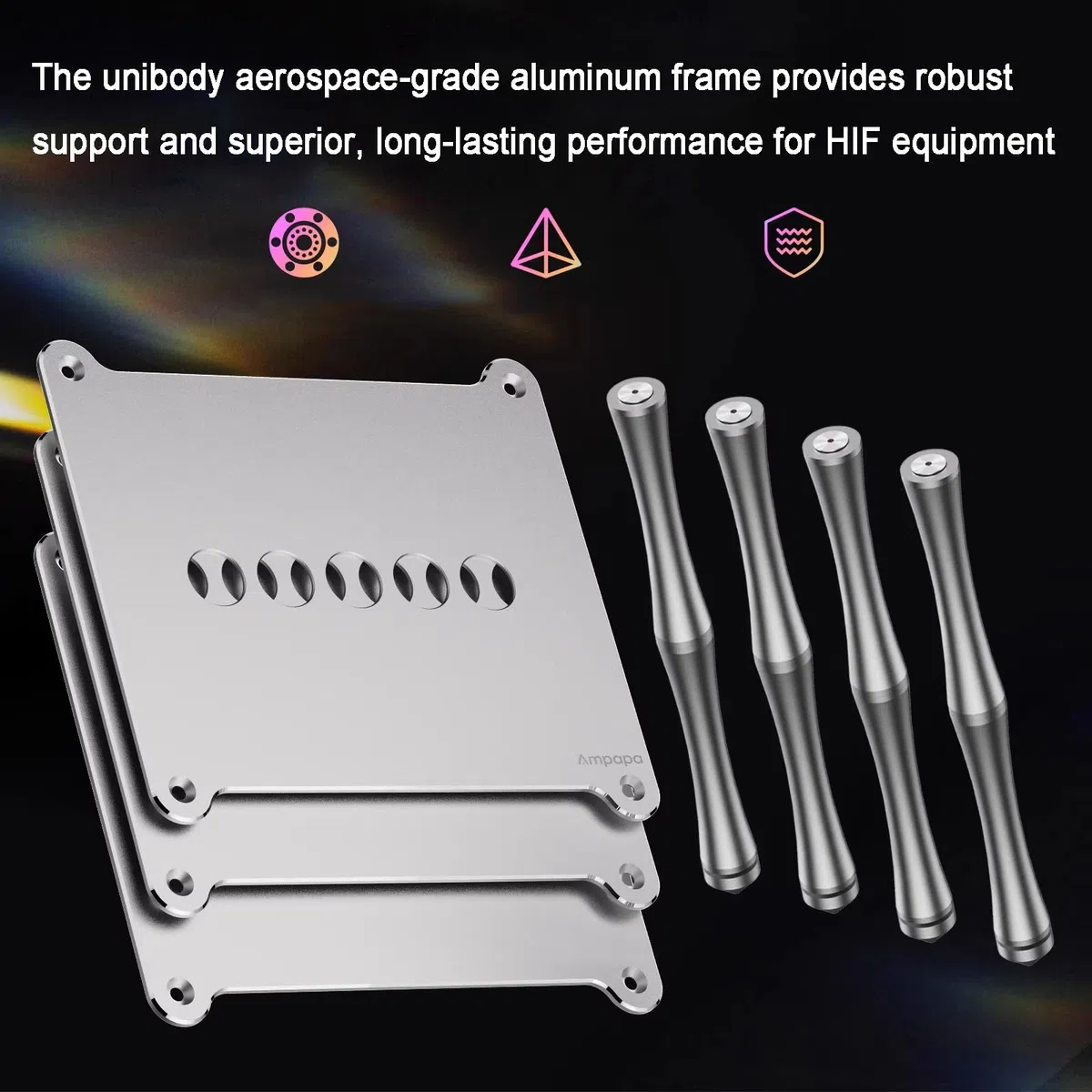 Mini stojak na komponenty audio, 3-poziomowy stojak na wzmacniacz, stojak na biurko ze stopu aluminium, z wentylowanymi otworami, do sprzętu audio HiFi, wzmacniacz Dac, srebrny