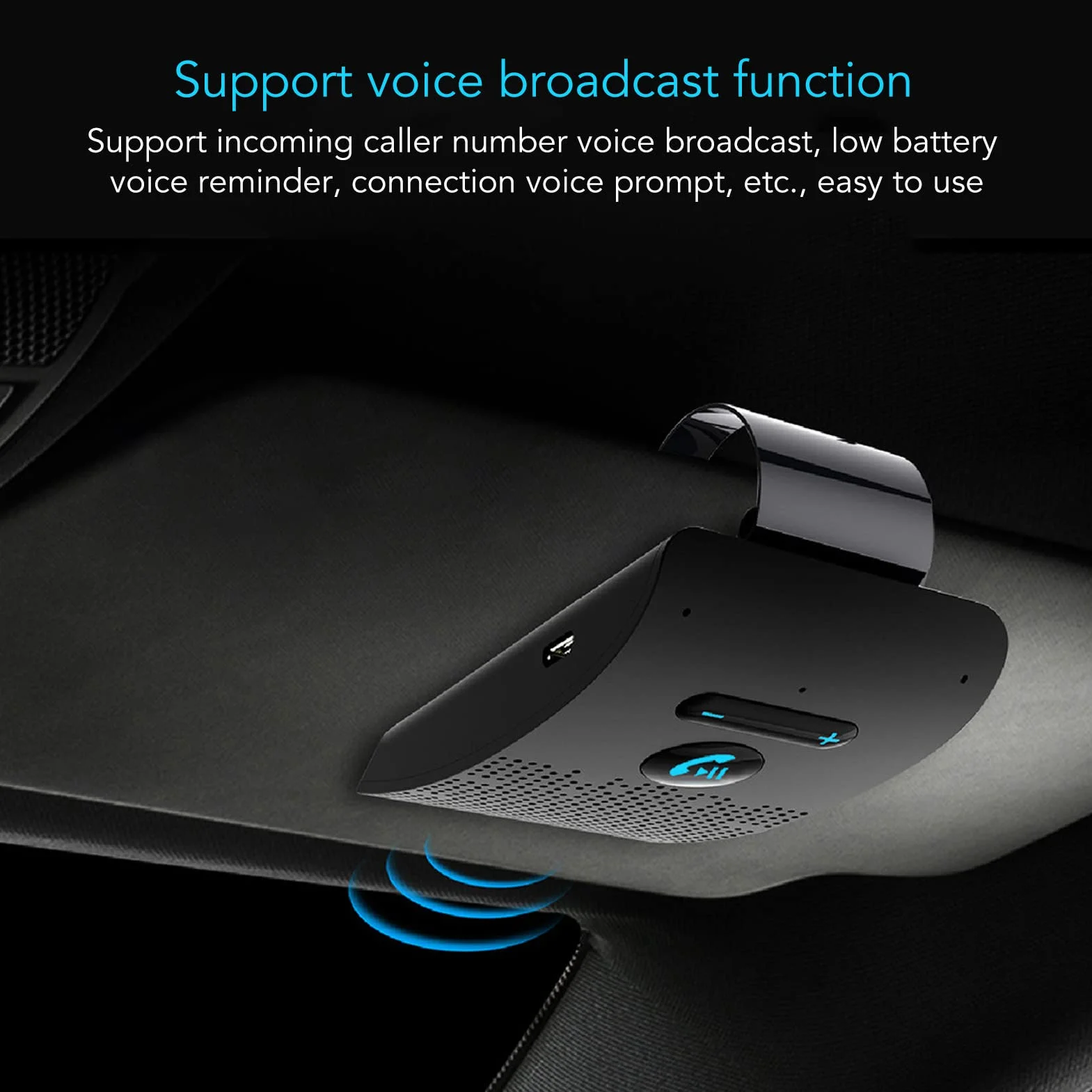 Samochodowy Zestaw Głośnomówiący, Bezprzewodowy Adapter Odbiornika Osłony Przeciwsłonecznej Bluetooth do Samochodu, Głośnik MP3, z Klipsem z Tyłu