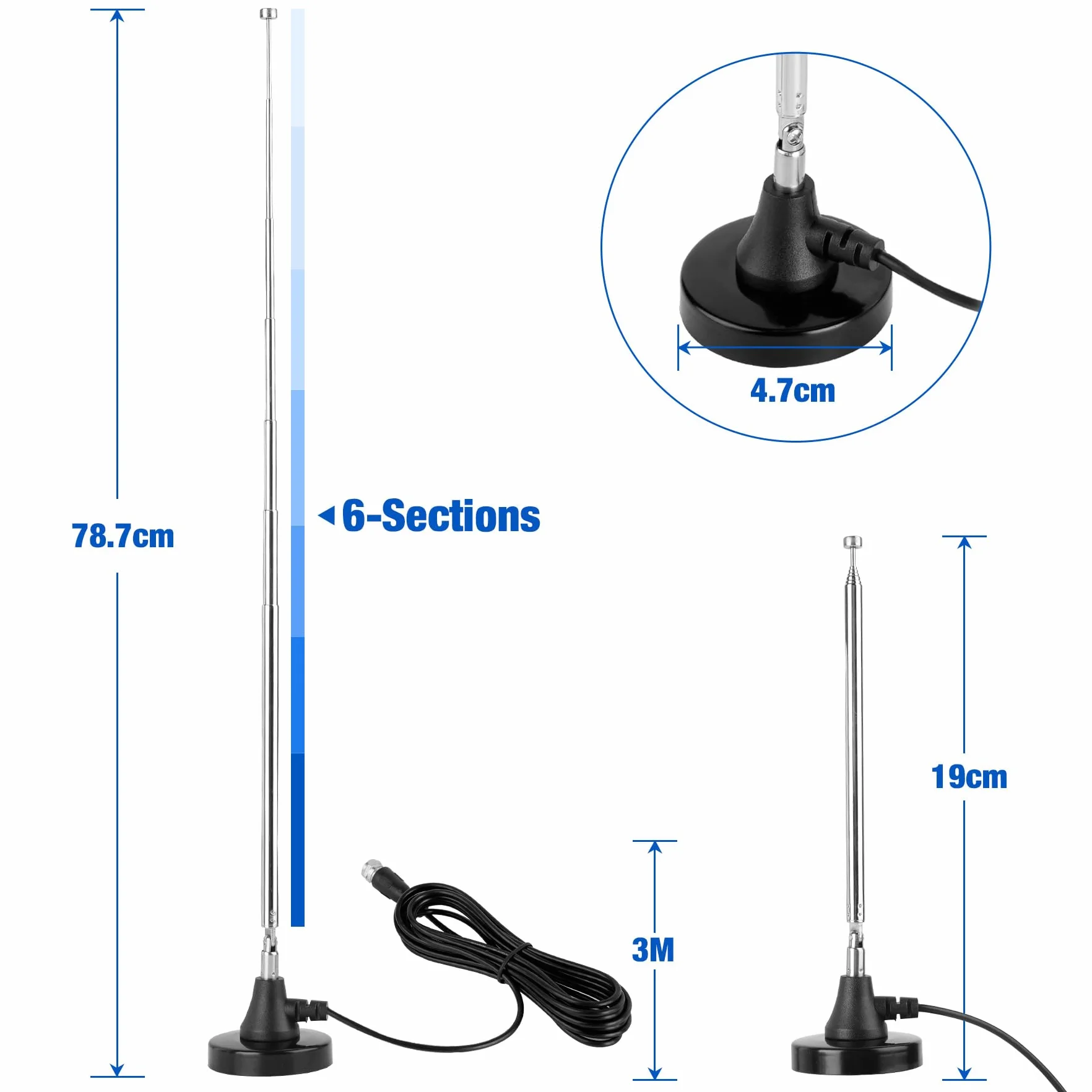 Antena radiowa DAB+ FM teleskopowa z podstawą magnetyczną do Denon Pioneer Onkyo Marantz