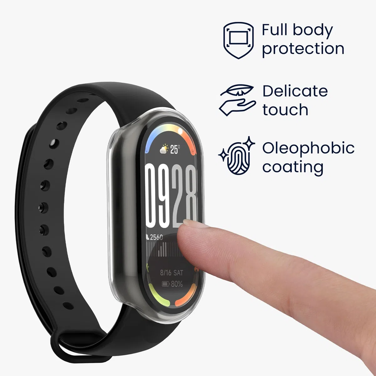 kwmobile Etui kompatybilne z etui Xiaomi Mi Band 10 / Smart Band 10, 2 x szkło hartowane z plastikową ramą, przezroczyste/czarne