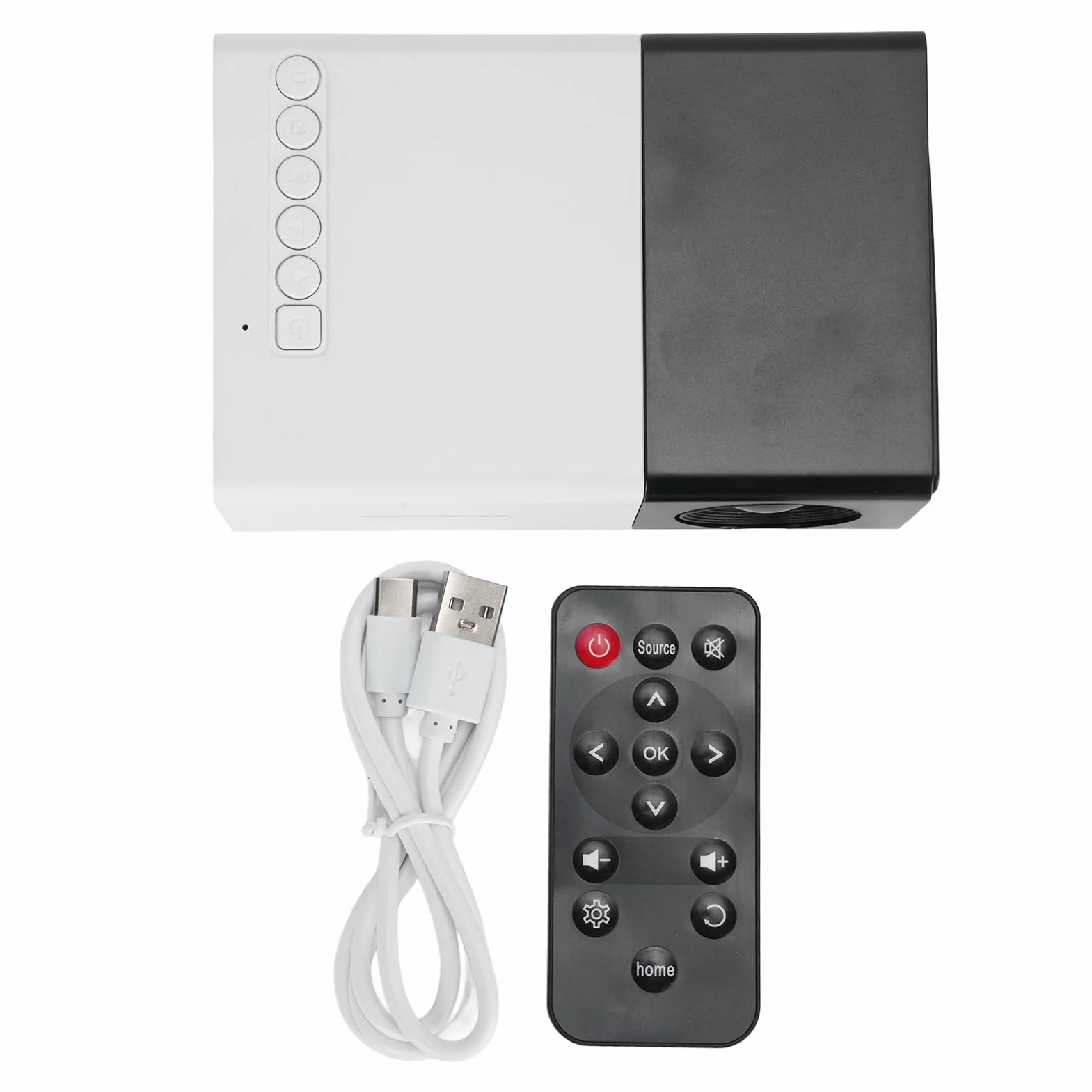 Lazmin112 Mini Projektor, Przenośny Projektor Full HD 1080P, jasność 6000 Lm i automatyczną korekcję Trapezu, Kompatybilny ze Smartfonem USB, do Filmów w Domu na świeżym Powietrzu