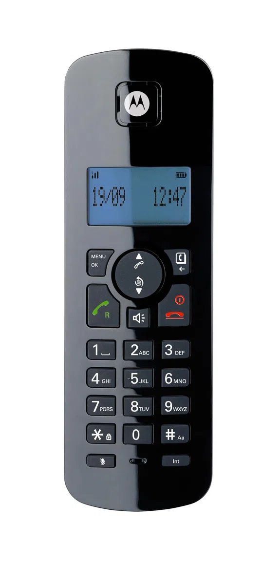 Motorola Voice - Telefon stacjonarny C4201 z cyfrową słuchawką bezprzewodową, trybem awaryjnym, przekierowaniem połączeń, podświetlanym wyświetlaczem