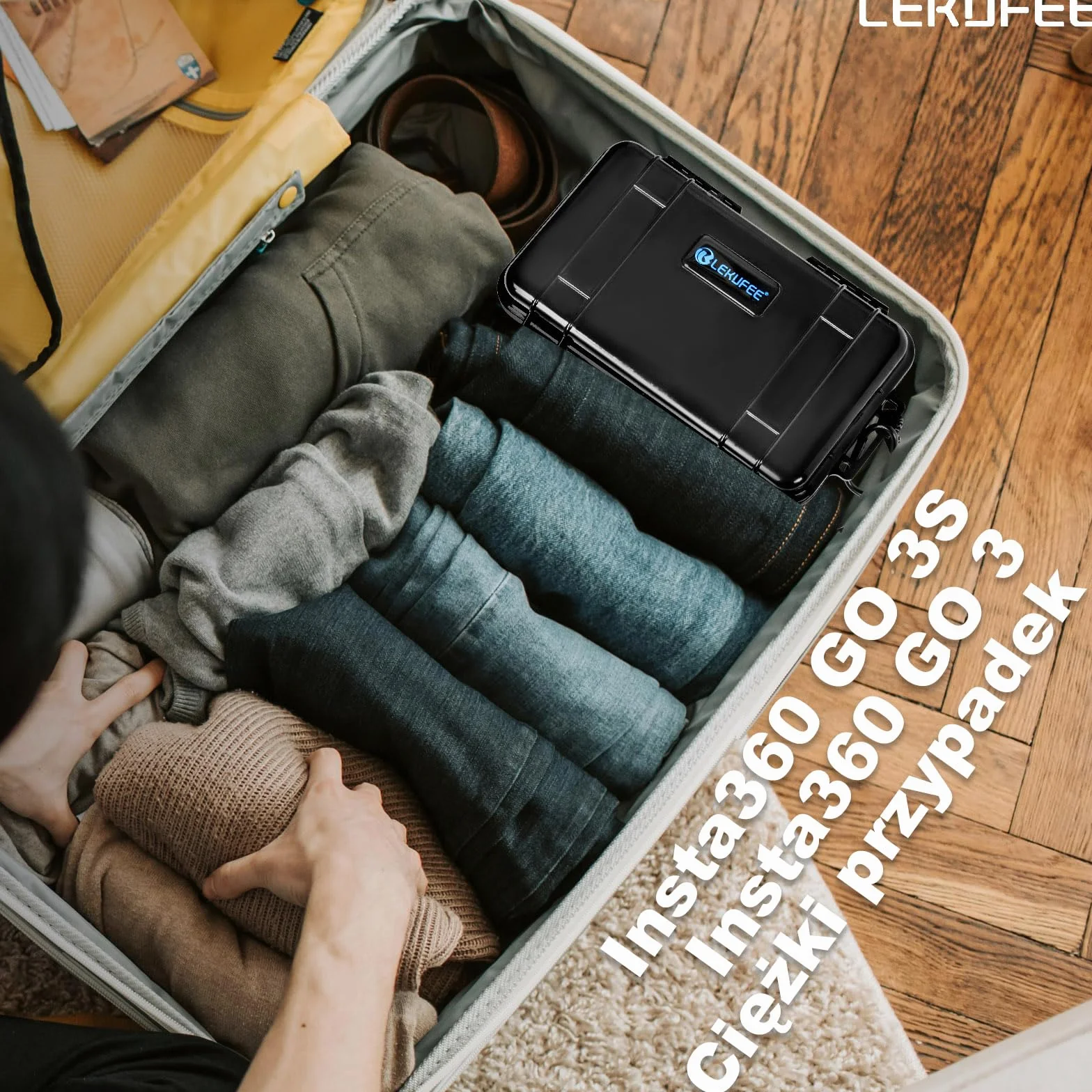Lekufee podróżna wodoodporna obudowa na kamerę akcji/vlogową Insta360 GO 3S/GO 3 i akcesoria (tylko etui)