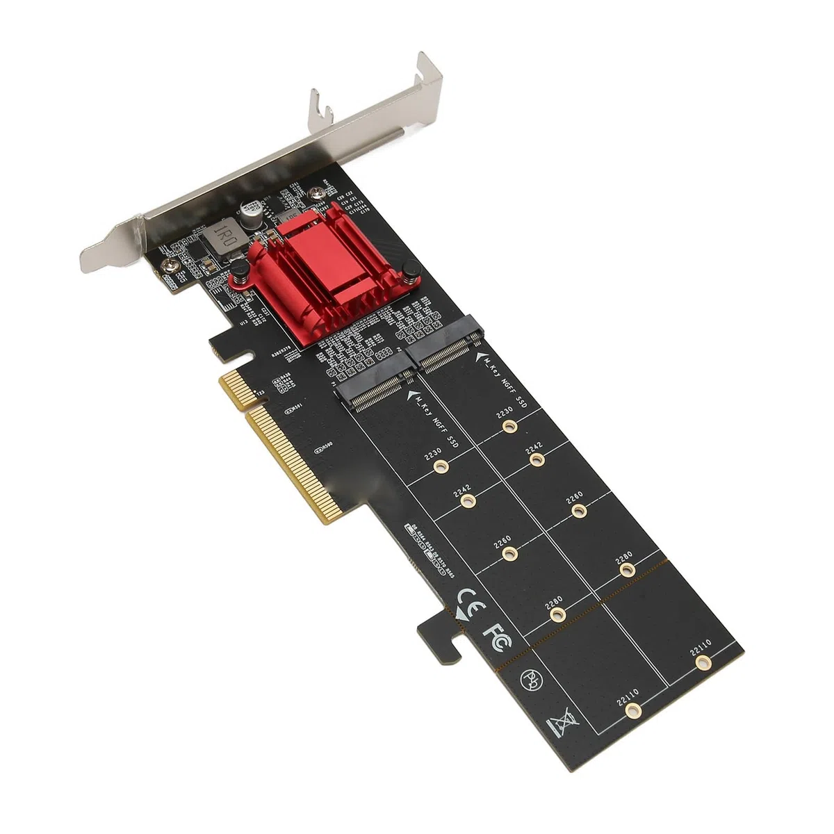 Podwójna Karta Adaptera M.2 PCIe NVMe z Rozwidleniem, Obsługuje 2xM.2 S w PCIe 3.1 X8/X16 dla, 2230/2242/2260/2280/22110