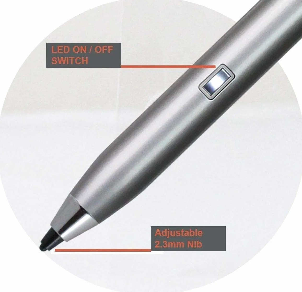 Silver Fine Point Cyfrowy aktywny rysik - kompatybilny z tabletem dla dzieci PRITOM 20.3 cm