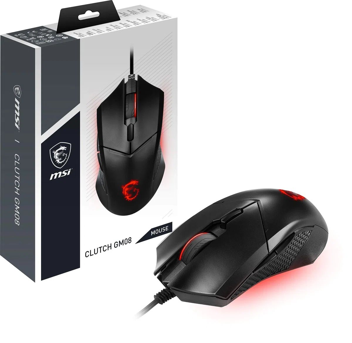 Msi Clutch Gm08 Mysz Komputerowa Czarny,S12-0401800-Cla