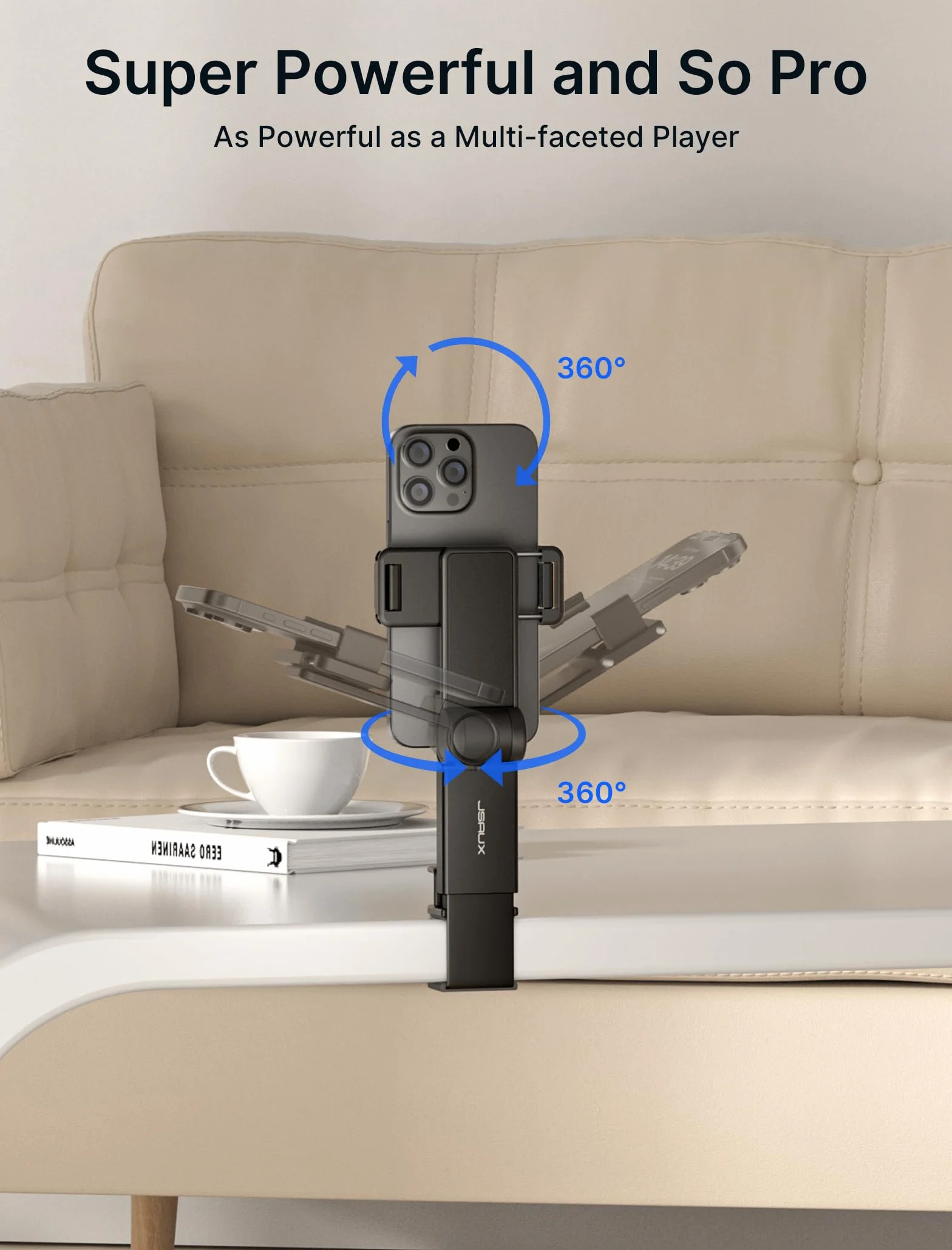 JSAUX Essentials Zestaw 2 Uchwytów na Telefon Komórkowy z Obrótem 360° do Podróży Samolotem