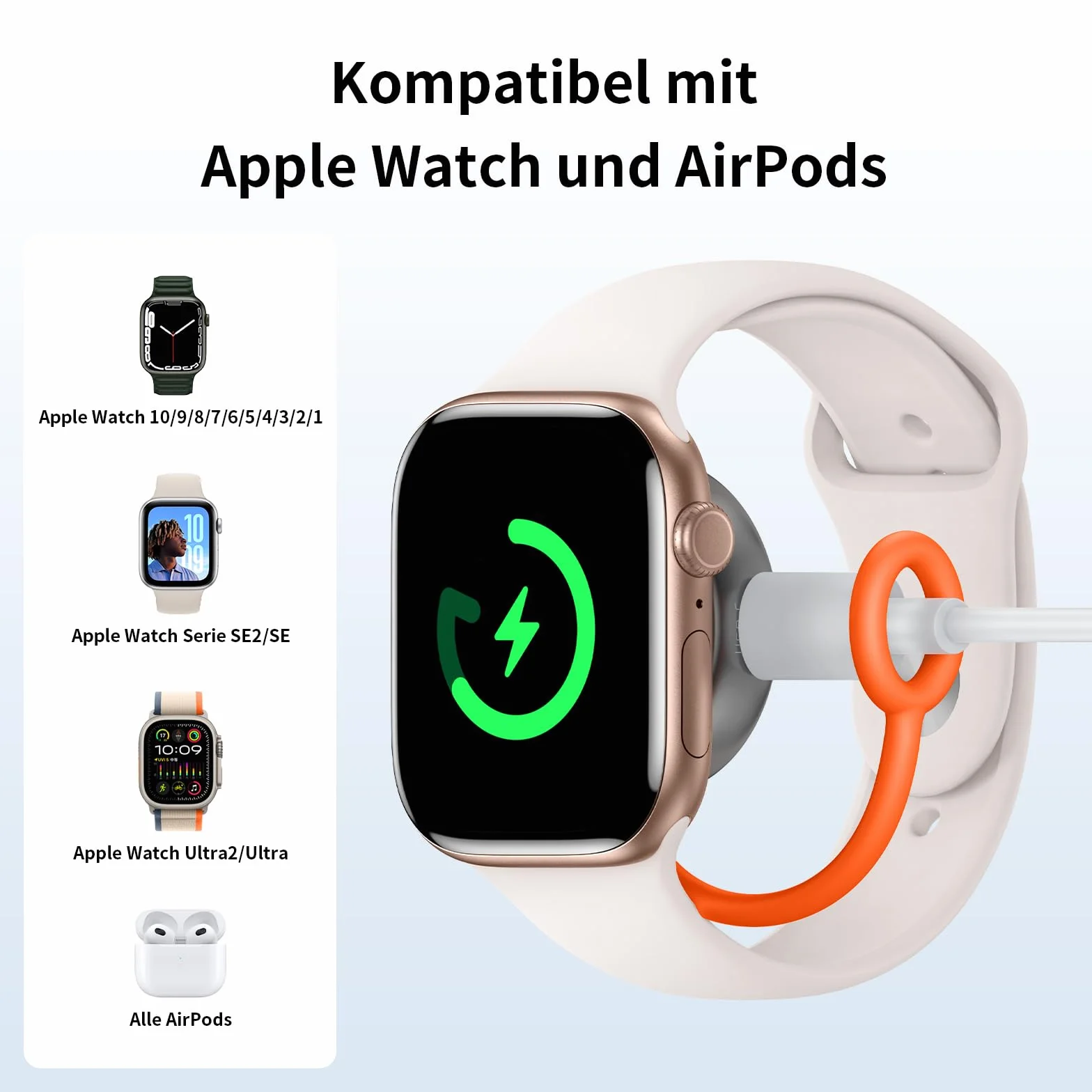 Mcdodo Apple Watch Magnetyczna Ładowarka z 2 Portami USB-C i Lightning do Series 10 9 8 7 6 5 4 3 2 SE Ultra