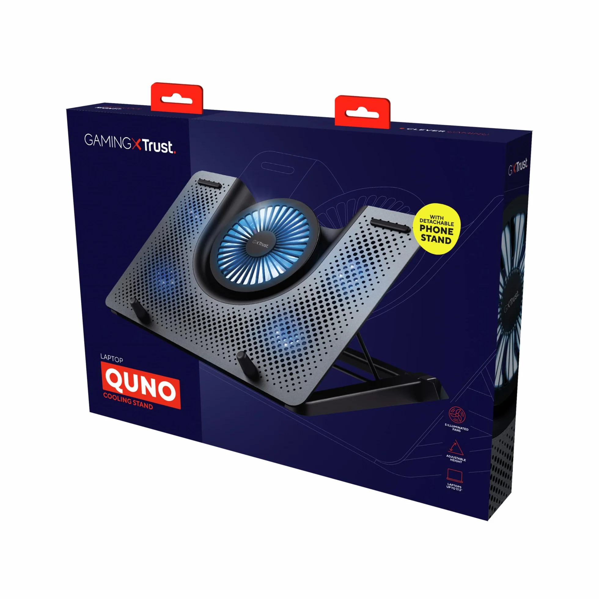 Trust GXT 1125 Quno Cooling Pad podstawka chłodząca 5 wentylatorów LED do laptopów 17,3 cala