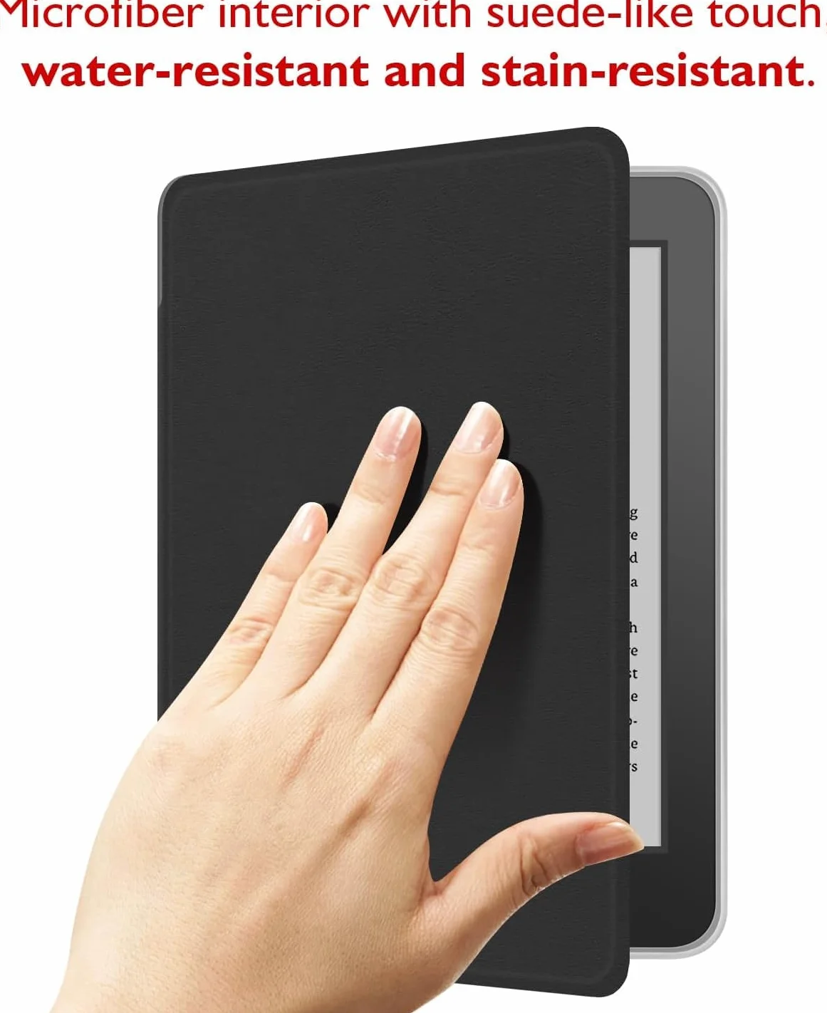 Etui dla Kindle Paperwhite 7 cali (12. generacja), Signature Edition i Colorsoft, przezroczysty tył z akrylu, magnetyczna osłona z paskiem na rękę, funkcja automatycznego wybudzania/usypiania(Czarny)