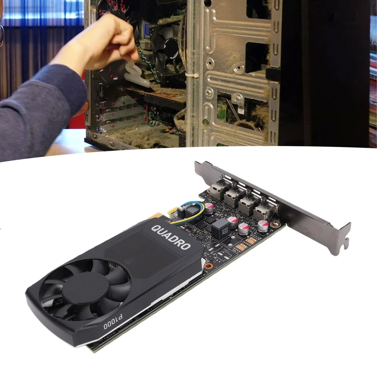 VBESTLIFE Karta Graficzna 4 GB GDDR5, 640 Rdzeni, 4 Wyjścia DisplayPort 4K z Renderowaniem Przyspieszanym Przez GPU, do Modelowania 3D i Edycji Wideo na Stacjach Roboczych