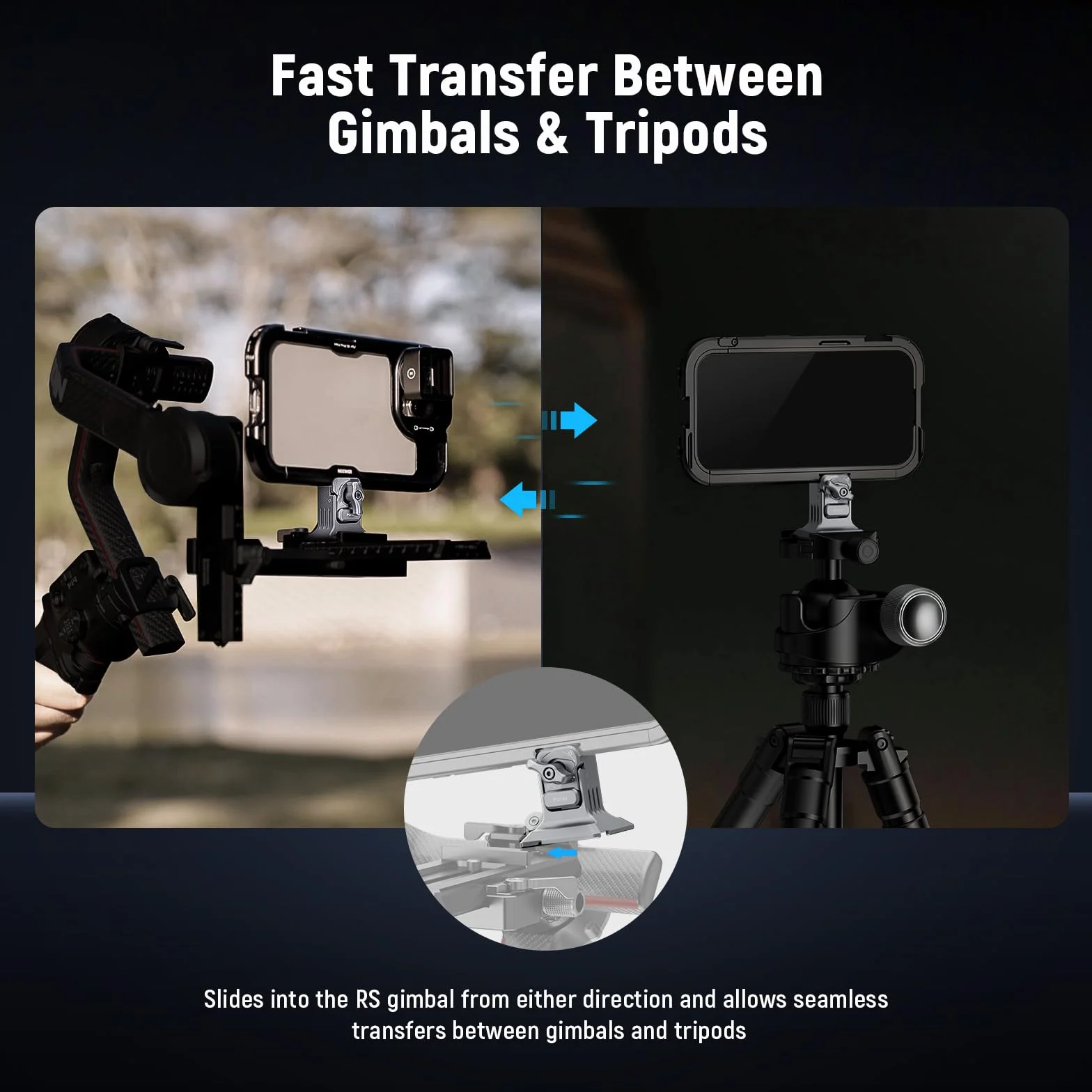 NEEWER Uchwyt na statyw do telefonu z podstawą Arca, gwint 1/10.2 cm, zacisk szybkiego zwalniania, kompatybilny z iPhone 16 Pro Max S25 Ultra, DJI RS4 Mini R4 Pro RS3 Pro RS2