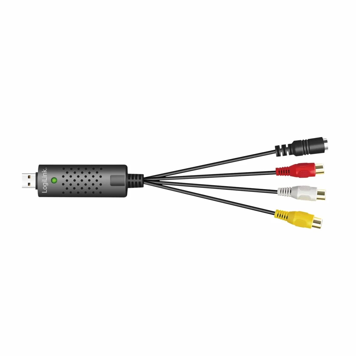 LogiLink VG0030A - USB 2.0 Audio/Video Grabber, 3 x cinch + miniDIN5 (S-Video) do Windows 7/8/10/11, Mac OS 10.7 lub nowszych, Android 5.0 lub nowszy