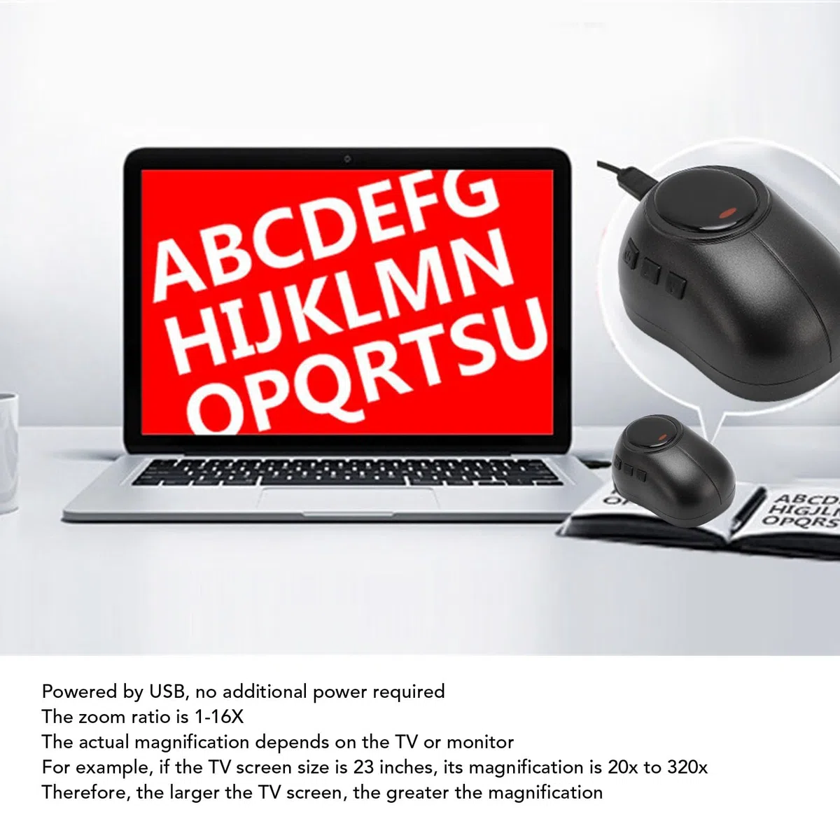 Wakects Myszka USB Mysz Myszka Mysz Idealna Pomoc do Czytania z 10 Trybami Kolorów dla Osób o Niskiej Wizji i Seniorów