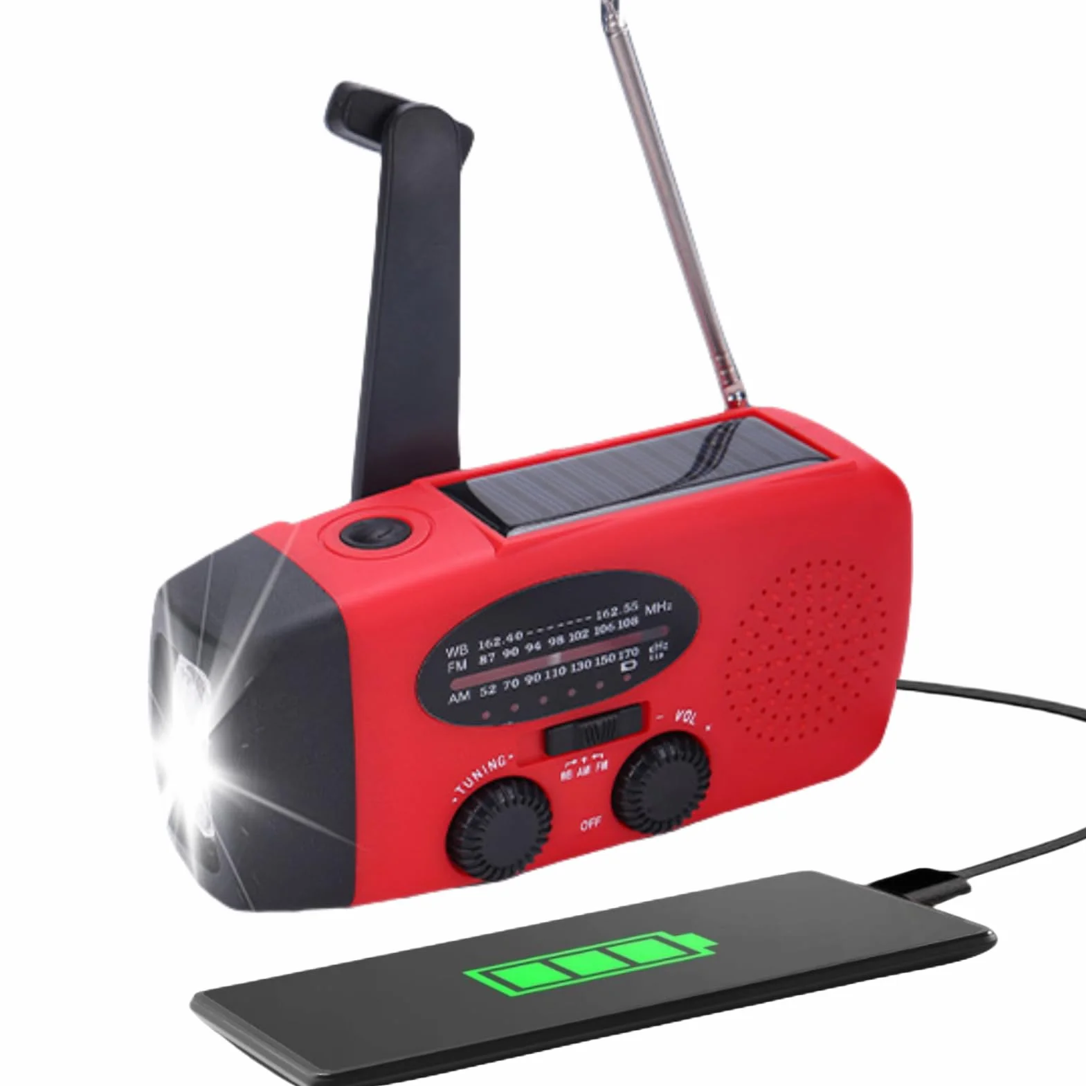 Ccylez Radio słoneczne, korba słoneczna, radio z korbą dynamo, FM AM NOAA, przenośne radio korbowe, oświetlenie LED, radio awaryjne z korbą ręczną 40 mm, 8 Ω, głośnik 1 W, akumulator 400 mA
