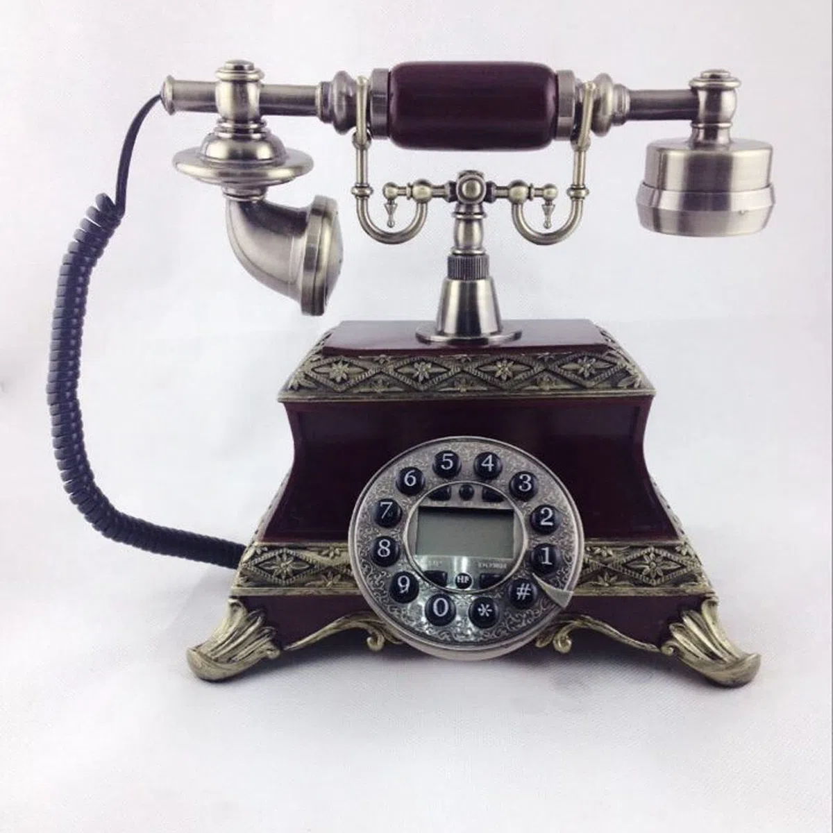 Telefon Styl europejski Dekoracja Sypialnia Dom Retro Telefon Dekoracyjny Telefon Stacjonarny Replika Antyczny Telefon Retro Dom Telefon Domowy Telefon Dekoracyjny(Bruin)