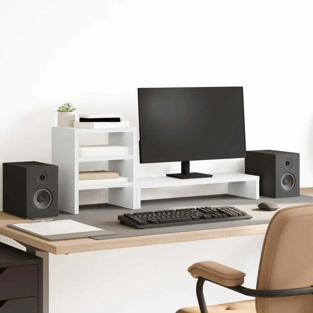 vidaXL Podstawka pod monitor z organizerem biała stojak na monitor