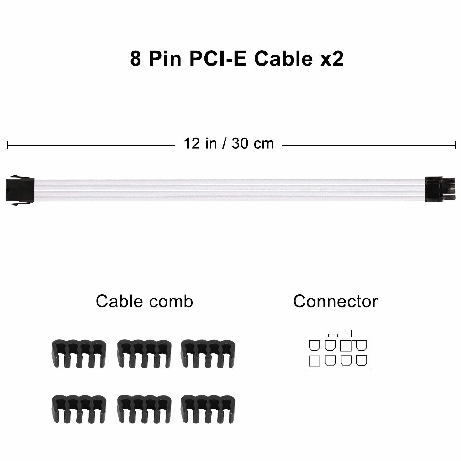 J&D ATX kabel zasilający, 6 opakowań ATX Sleeved Cable - zestaw przedłużający kabel, 18AWG 30 cm, przedłużenie kabla do zasilania 24-pinowe, 8 pinów, 6 P (4+4) pin (6+2) P, przedłużenie kabla PSU z