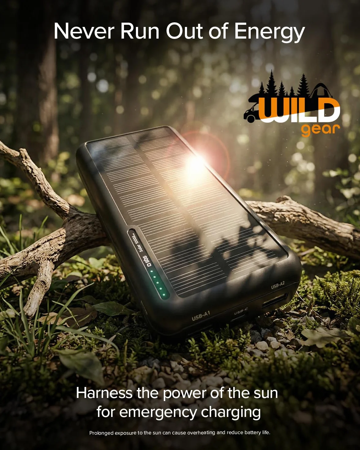 SBS Solar PowerBank 10000mAh z Panelem Słonecznym Szybkie Ładowanie USB-C USB-A Czarny