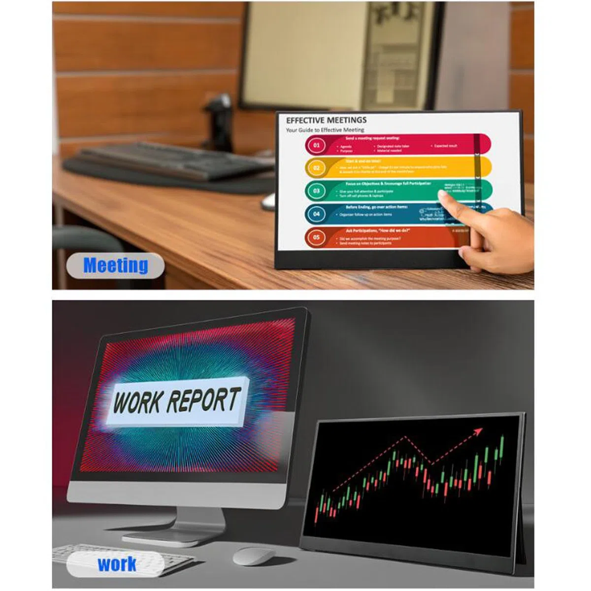 Jectse Wyświetlacz z Ekranem Dotykowym IPS o Przekątnej 15,6 Cala, Przenośny Monitor z Ekranem Dotykowym Full HD 1080P z cienką, lekką funkcją Plug and Play do Konsoli do Gier na
